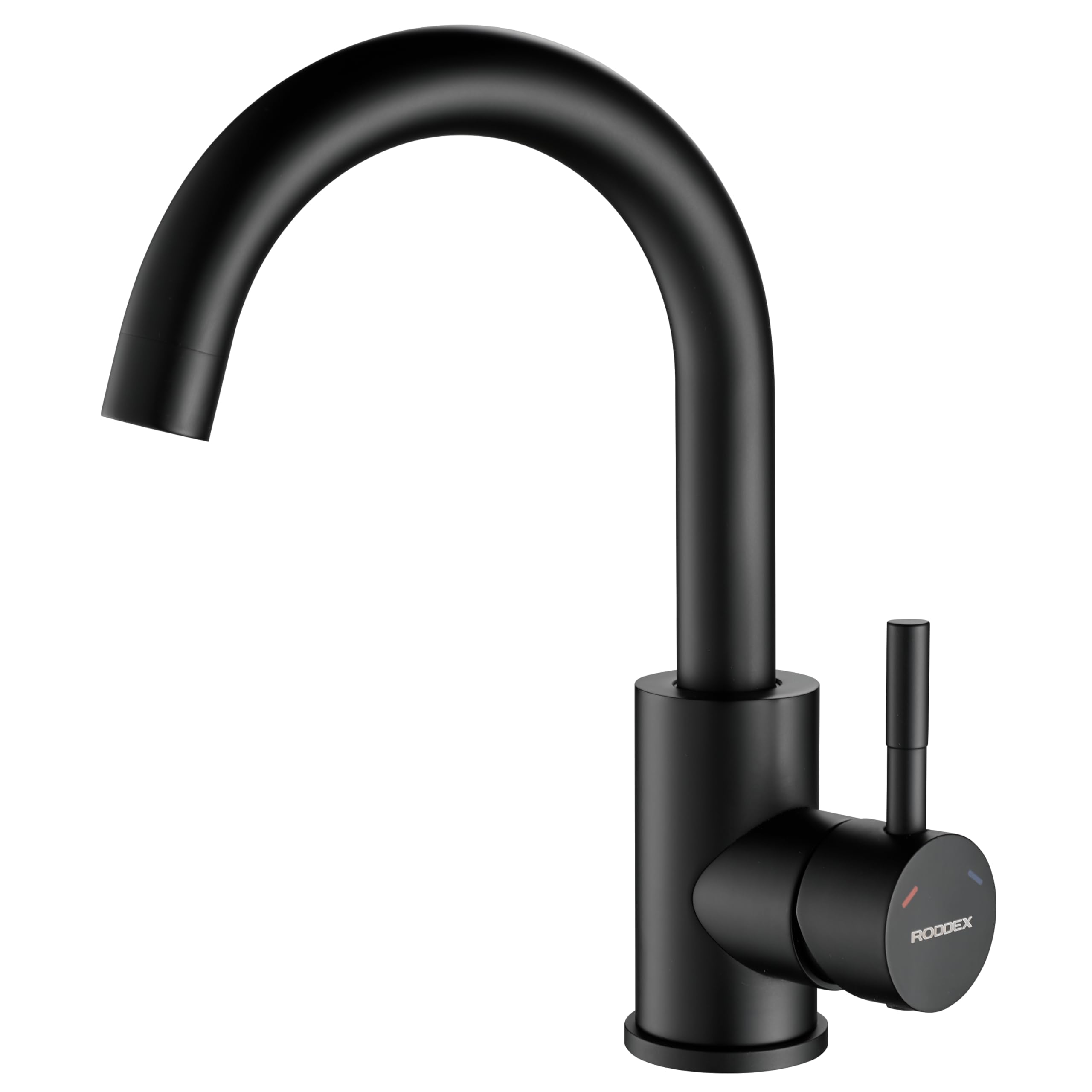 360° Swivel Single Hole Bar Sink Faucet - Stainless Steel Modern Single Handle Kitchen Tap - Matte Black Finish for Bathroom, RV & Small Space Installation