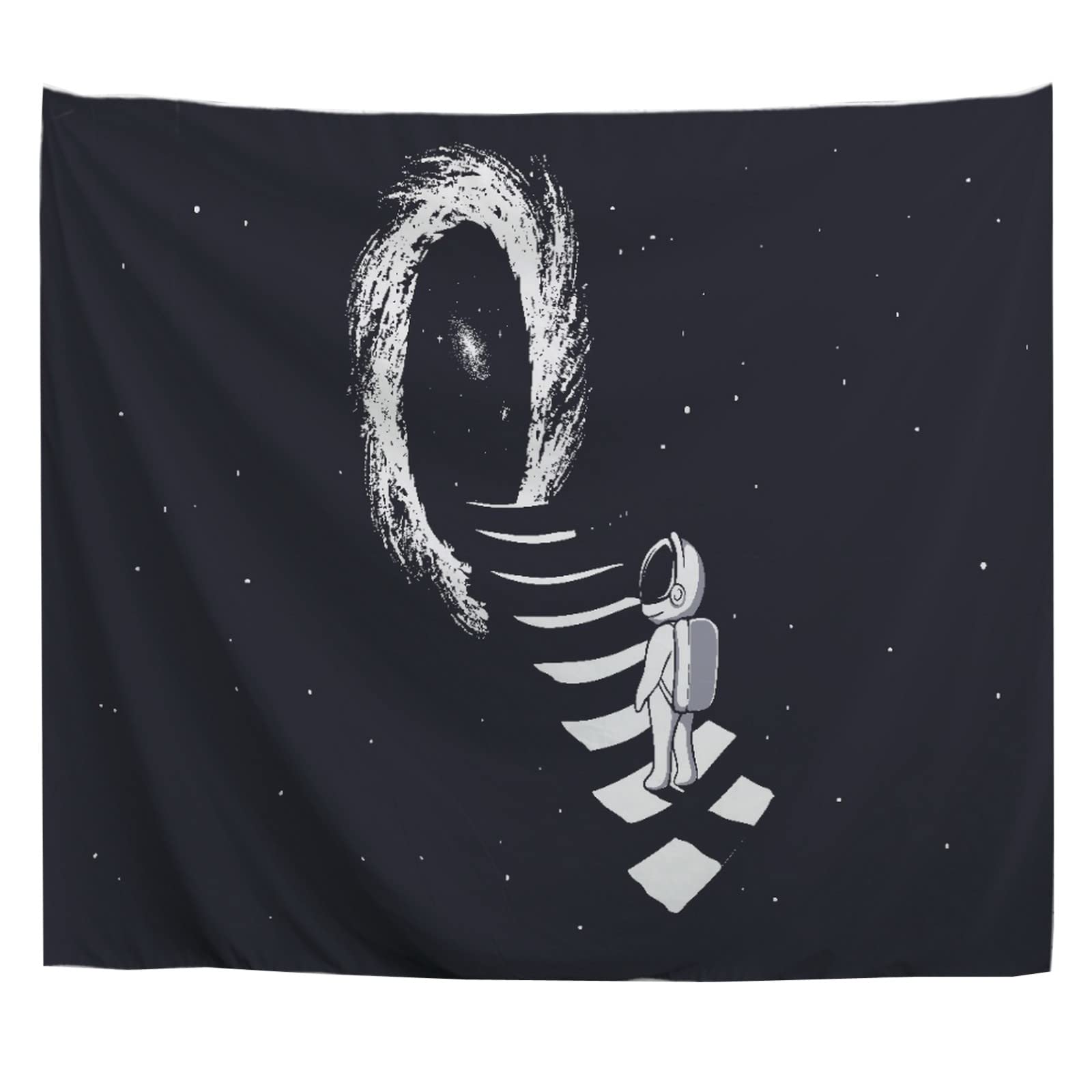Space Themed Astronaut Climbing Wormhole Tapestry - 60x80 Inch Fabric Wall Hanging Decor for Bedroom, Living Room & Dorm | Sci-Fi Home Decor, Unique Gift for Space Enthusiasts | Perfect for Galaxy Themed Parties & Meditation Spaces