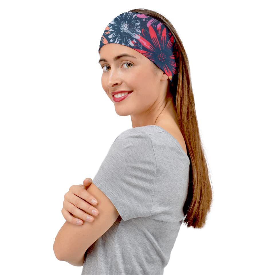 CowCow Women's Yoga Headbands - Stretchy Lightweight Workout Headbands for Running, Sports & Fitness - Floral Patchwork Design - Perfect for Yoga, Gym, Jogging & Outdoor Activities