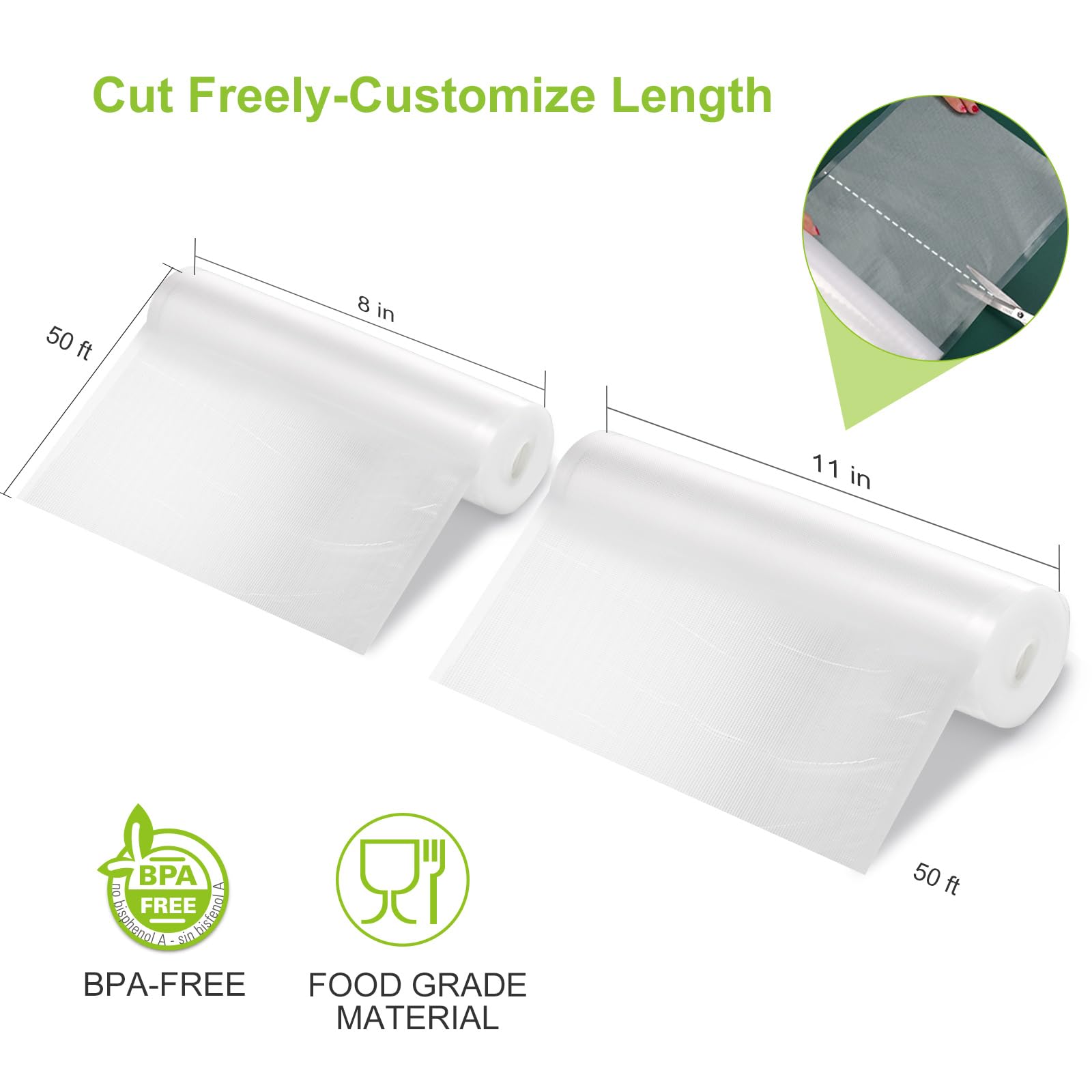 Bonsenkitchen BPA Free Vacuum Sealer Bags Rolls - 8