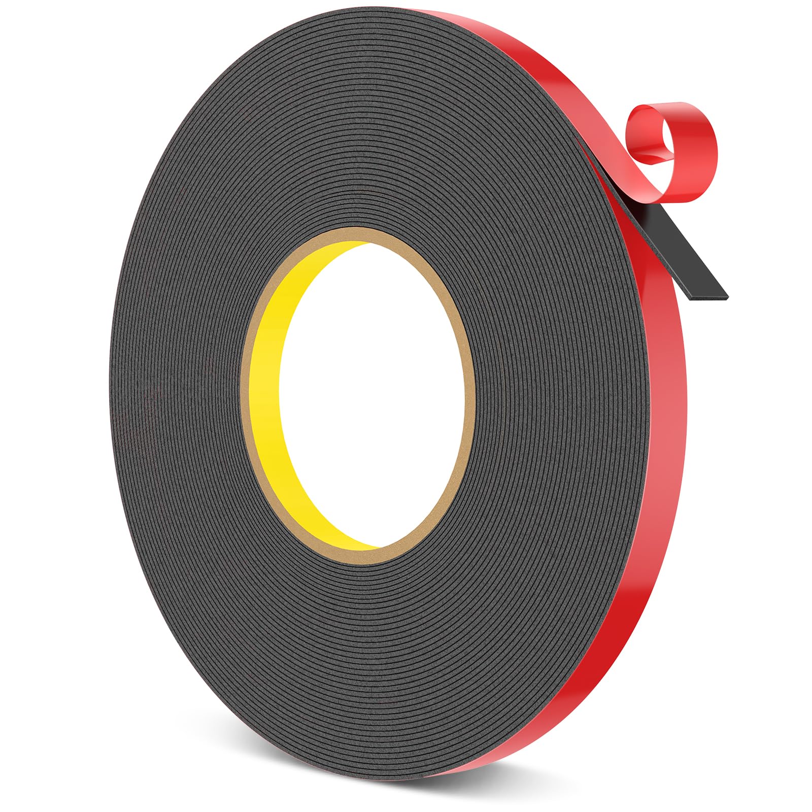 HitLights Heavy Duty Double Sided Tape - 1/2 Inch x 50 Feet Waterproof Mounting Tape, Strong Adhesive Foam Tape for Walls, Posters, Automotive & Outdoor Use - Perfect for Home, Office & DIY Projects (Pack of 1)