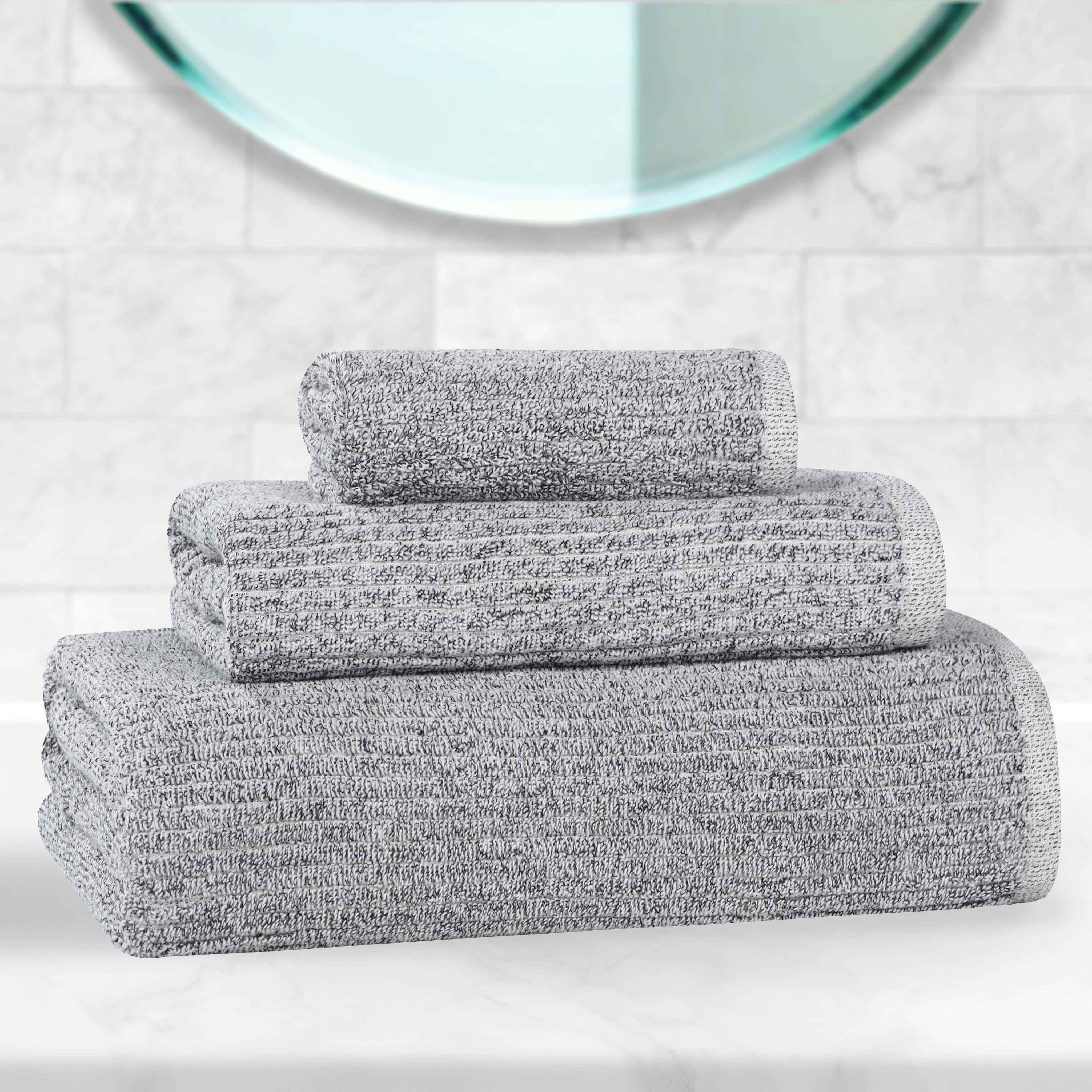 Premium 3-Piece Cotton Blend Ribbed Towel Set - Soft, Absorbent & Quick-Drying Bath Towels for Spa, Gym & Luxury Home Use