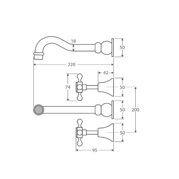 Fienza 336102 Lillian Shepherds Crook Chrome Bathroom Faucet Set - Elegant Chrome Finish for Modern Bathrooms, Perfect for Vanity Sinks and Powder Rooms