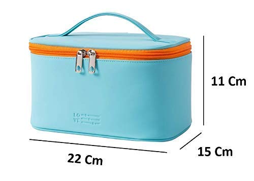 Bilvana Faux Leather Makeup Bag for Women - Waterproof & Washable Travel Cosmetic Organizer with Zipper - Perfect Gift for Girls, Women - Ideal for Travel, Gym, Work & Daily Use