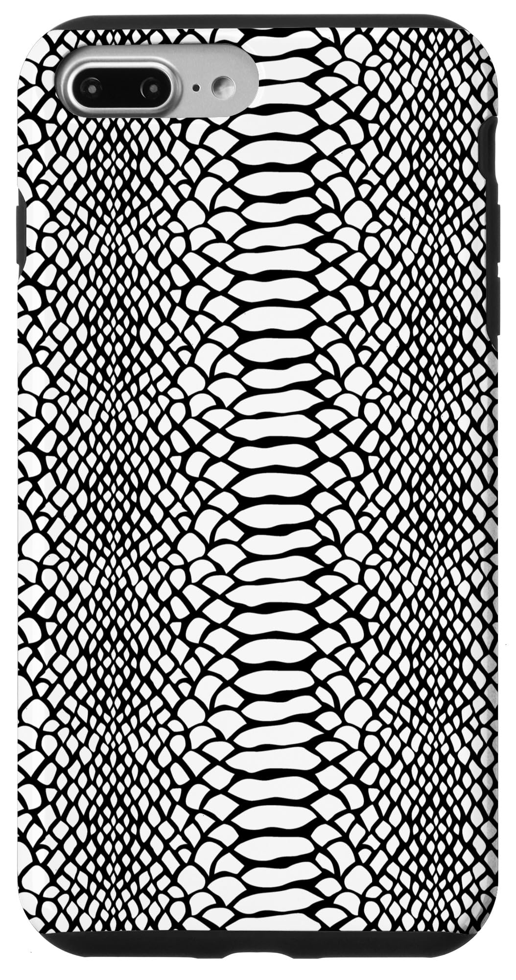Snakeskin Print Phone Case for iPhone 7 Plus & 8 Plus - Black & White Snake Skin Design | Durable Protective Cover for Work, Travel & Everyday Use