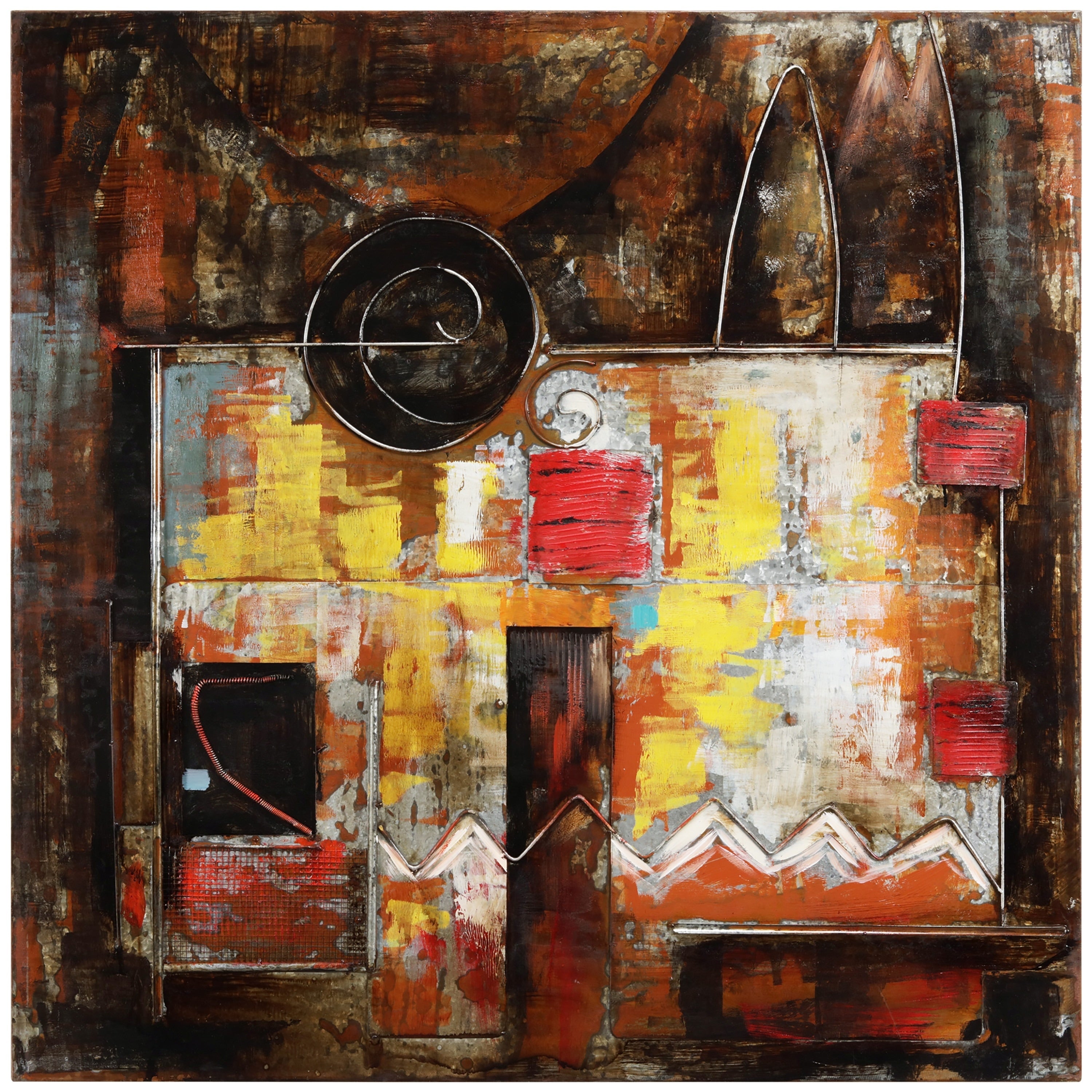 Abstract Mixed Media Iron Hand-Painted 3D Wall Art - Modern Home Decor for Living Room, Bedroom, or Office