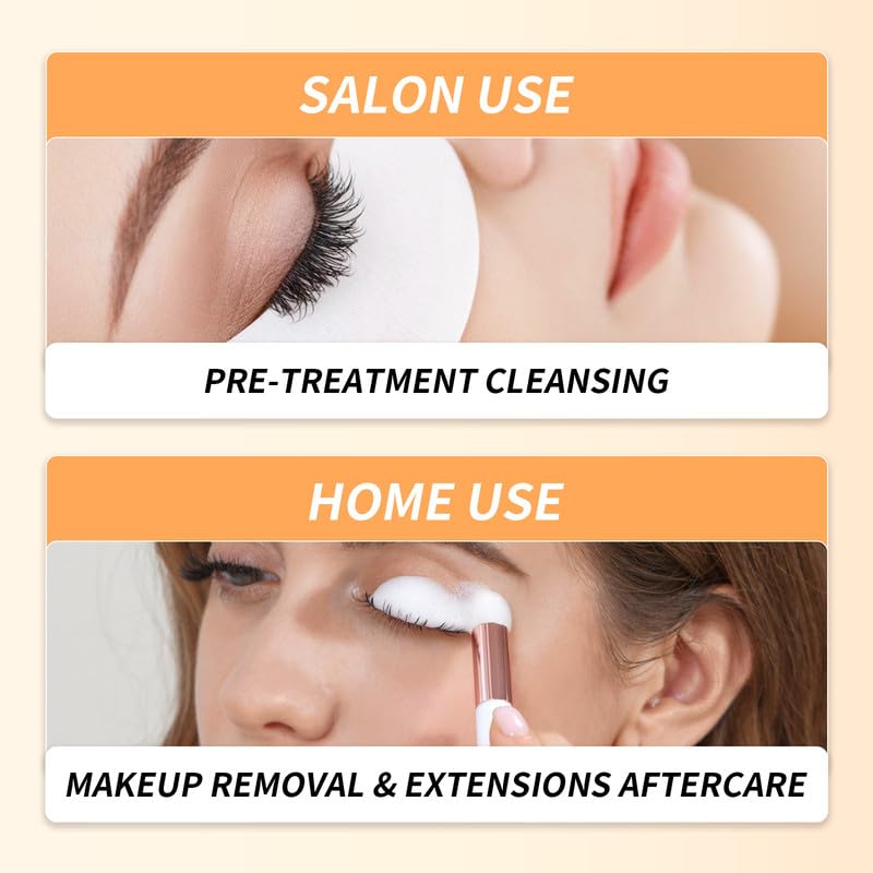 BREYLEE Eyelash Extension Cleanser & Lash Shampoo Kit - Professional Lash Bath Cleaner with Rinse Bottle, Brush & Pads for Extensions - Perfect for Salon & Home Use