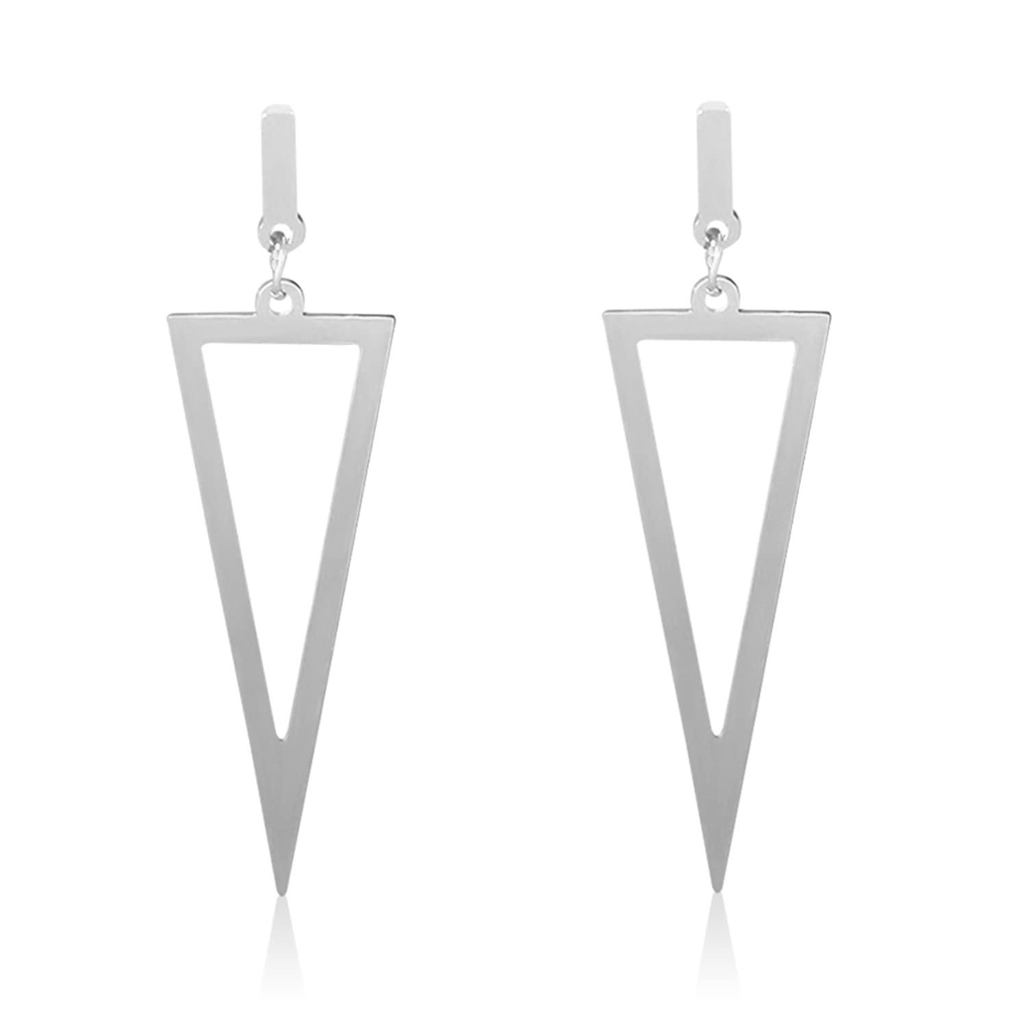 Punk Black Triangle Dangle Drop Earrings - Gold Metal Geometric Stud Earrings for Women & Men - Perfect for Bar Parties, Night Out, and Gothic Fashion