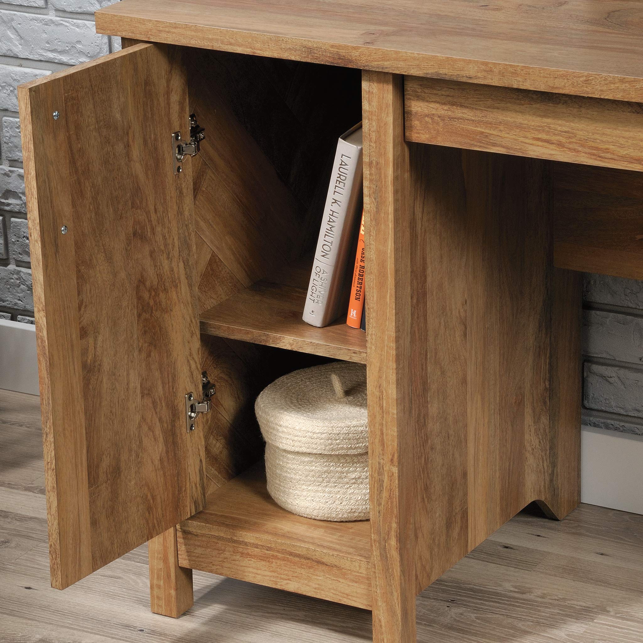 Sauder Cannery Bridge Computer Desk with Storage Drawers - Home Office Desk with File Cabinet, Sindoori Mango Finish - Perfect for Small Spaces, Remote Work & Study Rooms