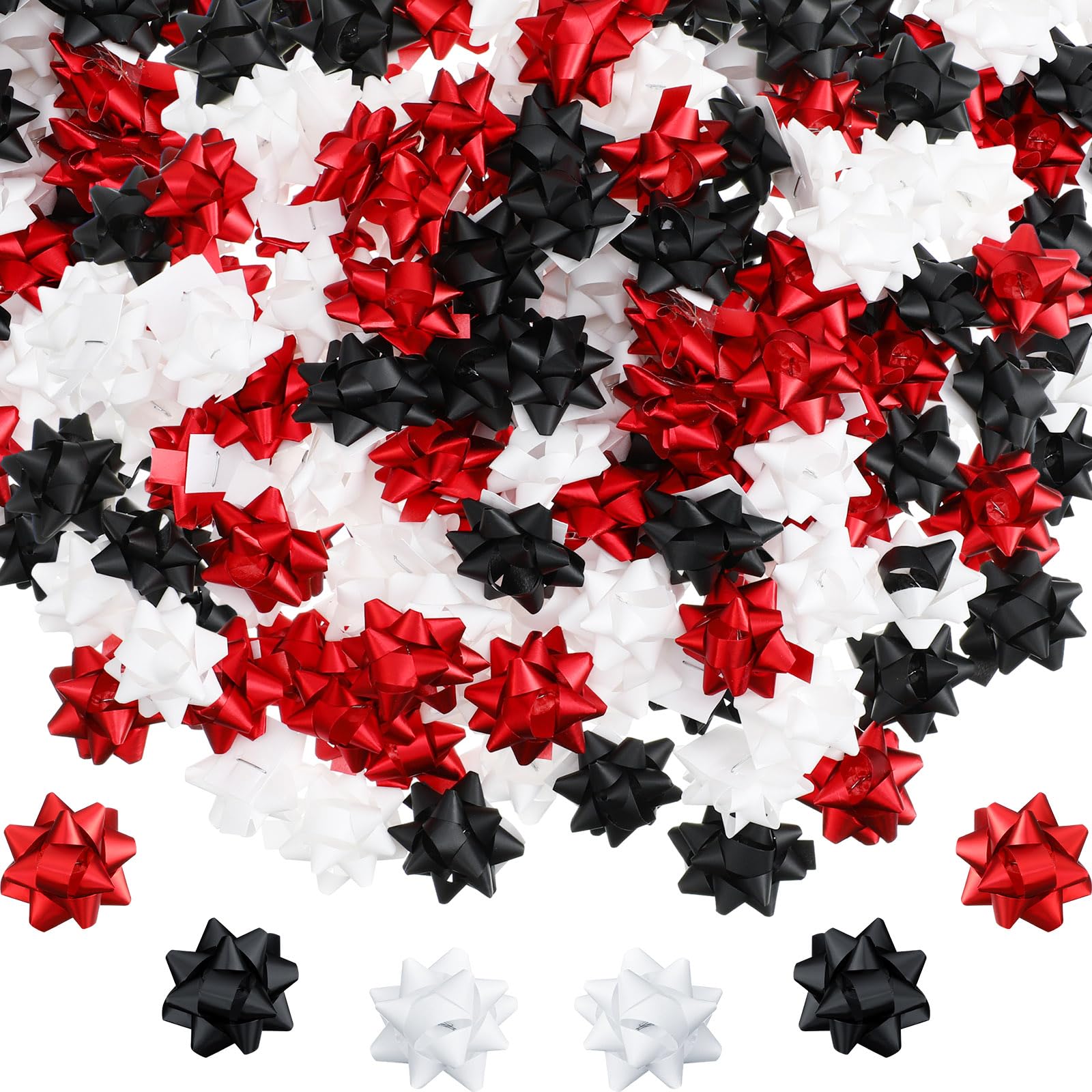 140pcs Mini Christmas Gift Bows - Self Adhesive Matte & Metallic for Holiday Wrapping & Wedding Decor