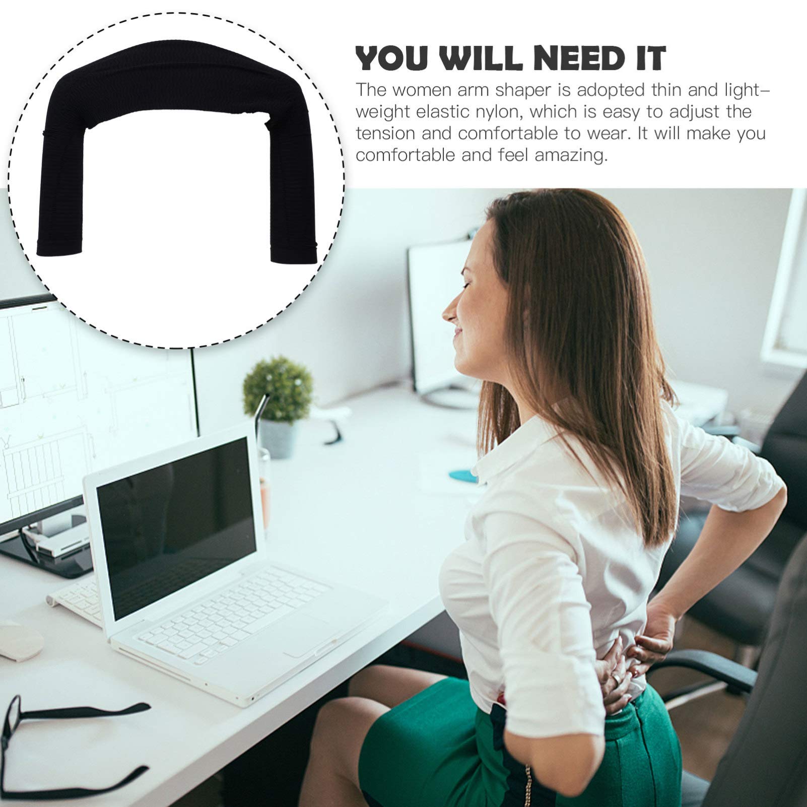 Heallily Arm Slimmer Shaperwear for Women - Posture Correcting Arm Lift Garment, Back & Shoulder Support Shapewear (Black) | Perfect for Workouts, Post-Surgery Recovery & Everyday Comfort