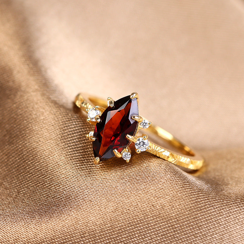 Natural Marquise Ruby July Birthstone Ring for Women - 925 Sterling Silver Engagement & Anniversary Gift | TB1575 | Perfect for Weddings, Parties & Special Occasions