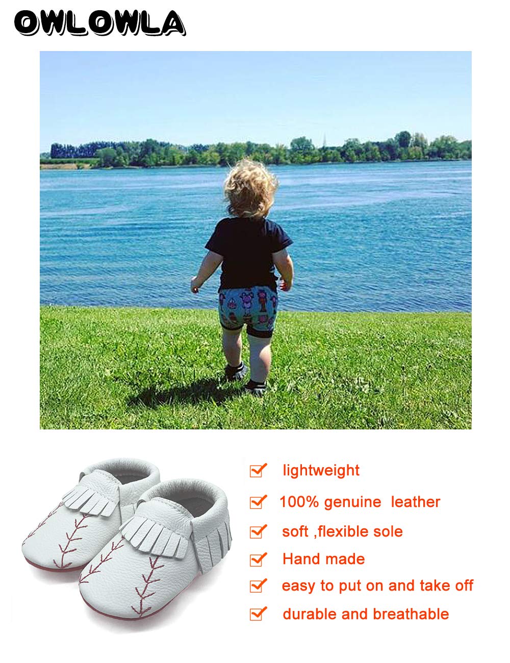 OWLOWLA Baby Moccasins - Soft Leather Shoes for Infants & Toddlers - Perfect for First Steps
