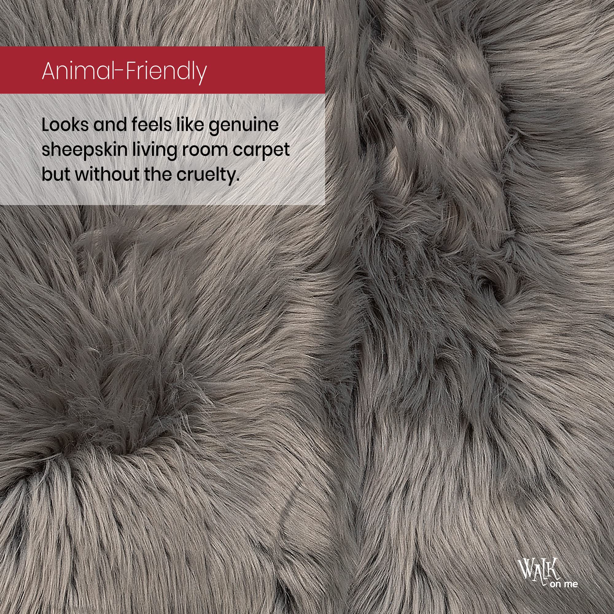 Premium Faux Fur Area Rug - Ultra Soft Shaggy Sheepskin Rug for Living Room, Bedroom, Nursery & Kids Room - Non-Slip Backing & Machine Washable - Home Decor Accent - Gray Rectangle 4x6 Feet - Cozy Floor Mat for Winter, Perfect for Lounging & Play Areas