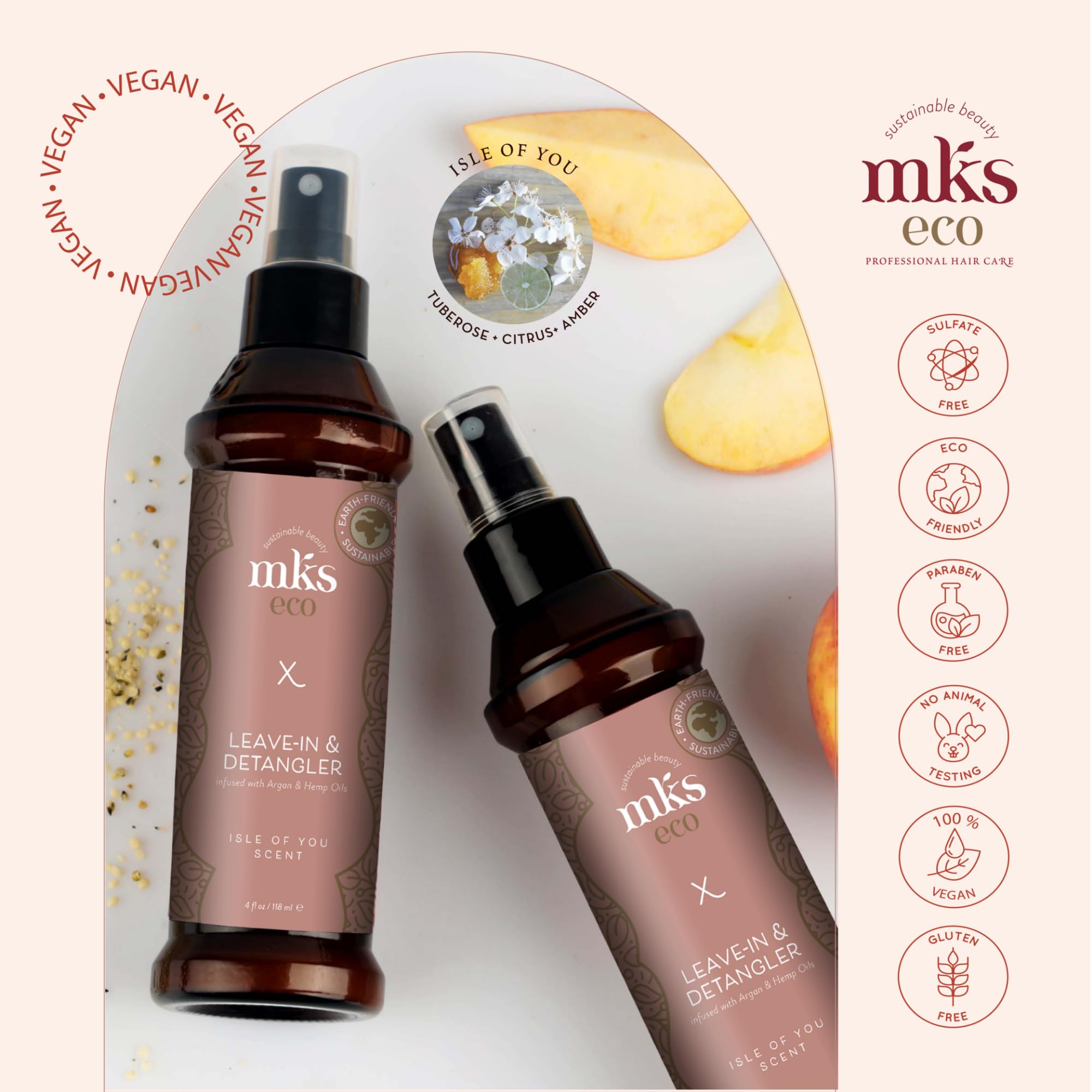 MKS eco X Leave-In Hair Treatment & Detangler with Moroccan Argan Oil & Hemp Seed Oil - Vegan, Cruelty Free, Sulfate Free - For Dry, Damaged & Frizzy Hair - Perfect for Daily Use & Styling