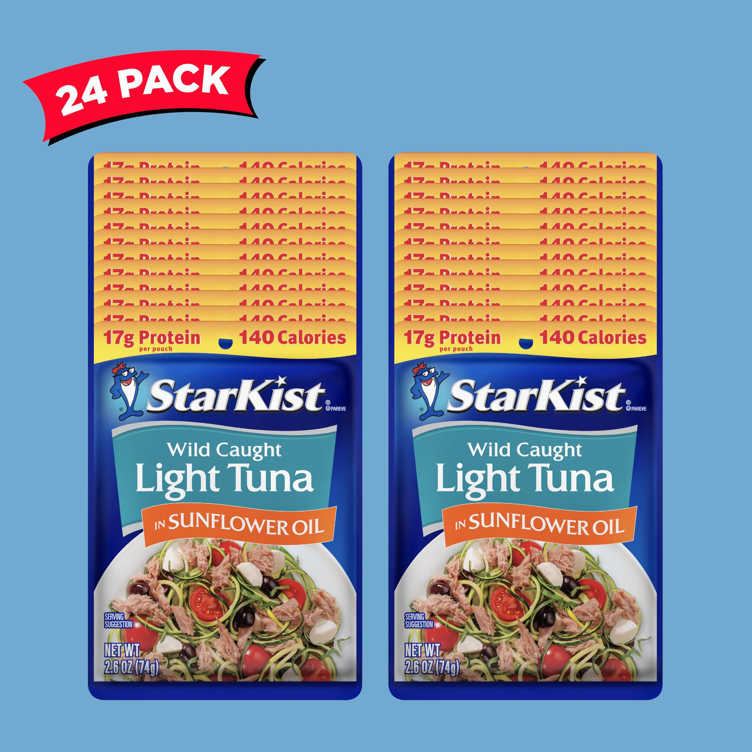StarKist Chunk Light Tuna in Sunflower Oil, 2.6 Oz (Pack of 24) - Premium Canned Tuna for Salads, Sandwiches & Quick Meals - High Protein, Keto & Paleo Friendly