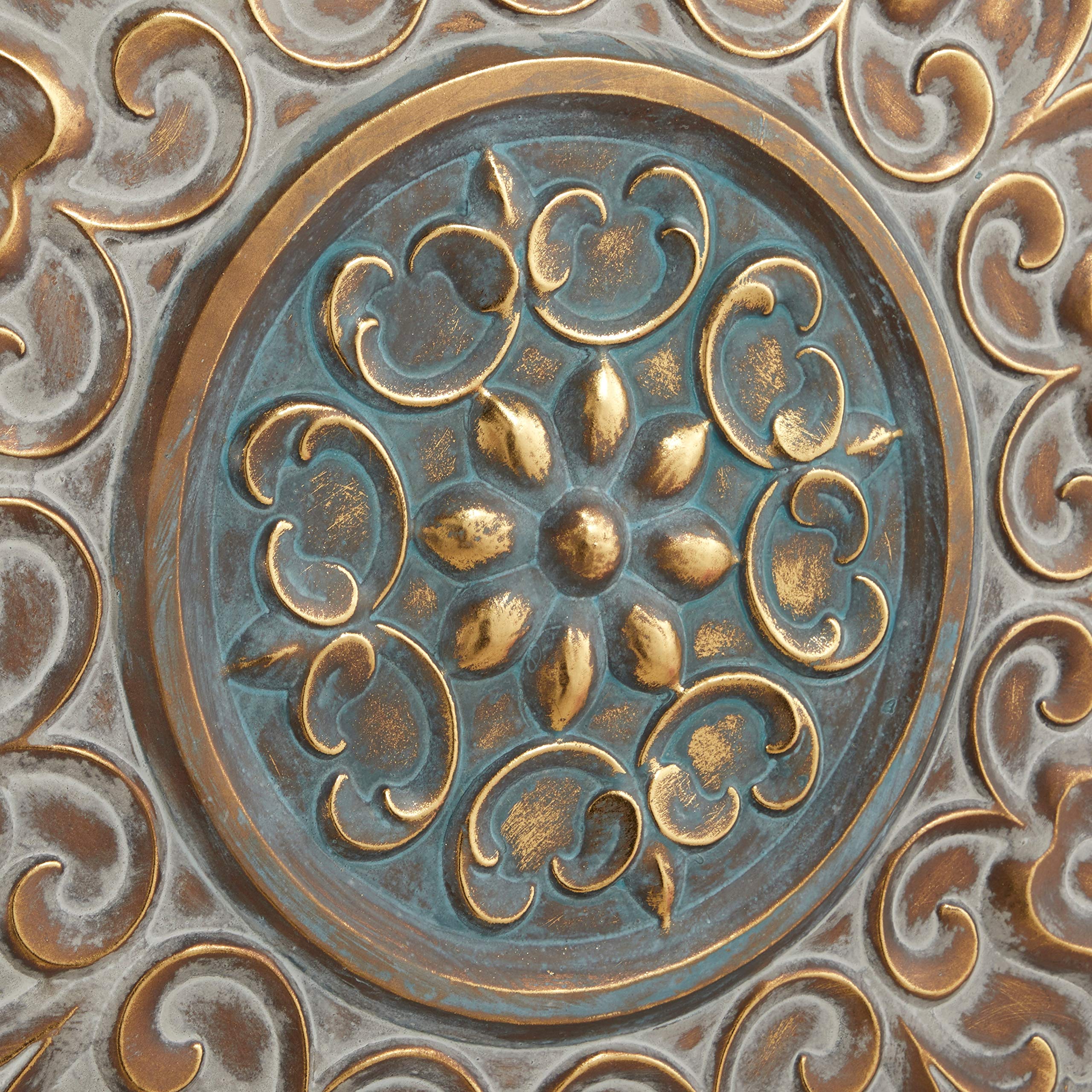 Antique Gold Round Metal Wall Decor with Light Green Textured Pattern - 32 Inch Transitional Style for Living Room, Bedroom & Dining Room Décor