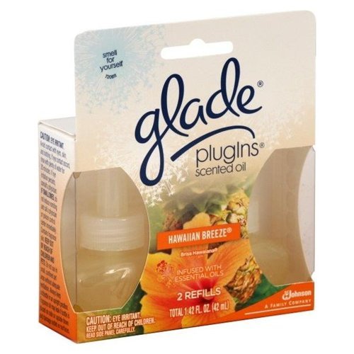 Glade Plug-Ins Air Freshener Refill - Hawaiian Breeze Scent, 1.34 oz Liquid | Long-Lasting Fragrance for Home, Office & Bathroom | Essential Oil Infused for Aromatherapy