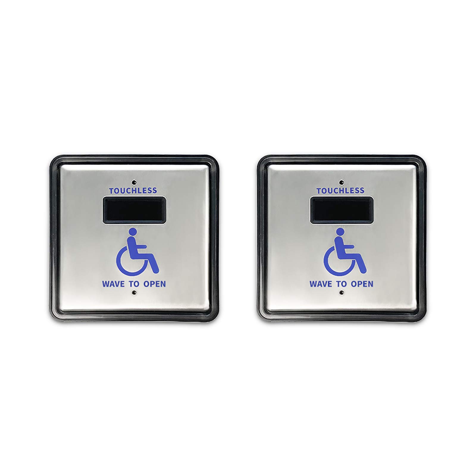Olideauto Handicap Door Sensor Open Switch - Wired Contactless Door Opener with Wave Sensor & 2PCS 4.5'' Stainless Steel Panels for ADA Compliant Automatic Doors | Ideal for Wheelchair Access, Commercial Buildings, and Public Facilities