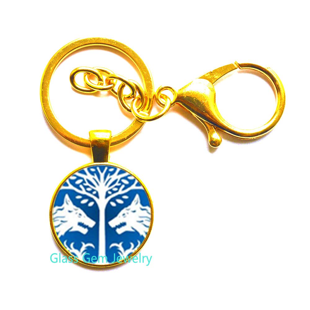 Wolf Keychain & Tree of Life Keychain - Wiccan Pagan Jewelry Gift for Nature Lovers, Spiritual Seekers & Fantasy Fans - Wolf Key Ring with Celtic Design - Perfect for Daily Use, Festival Gifts & Witchcraft Accessories (Q0248 Y2)