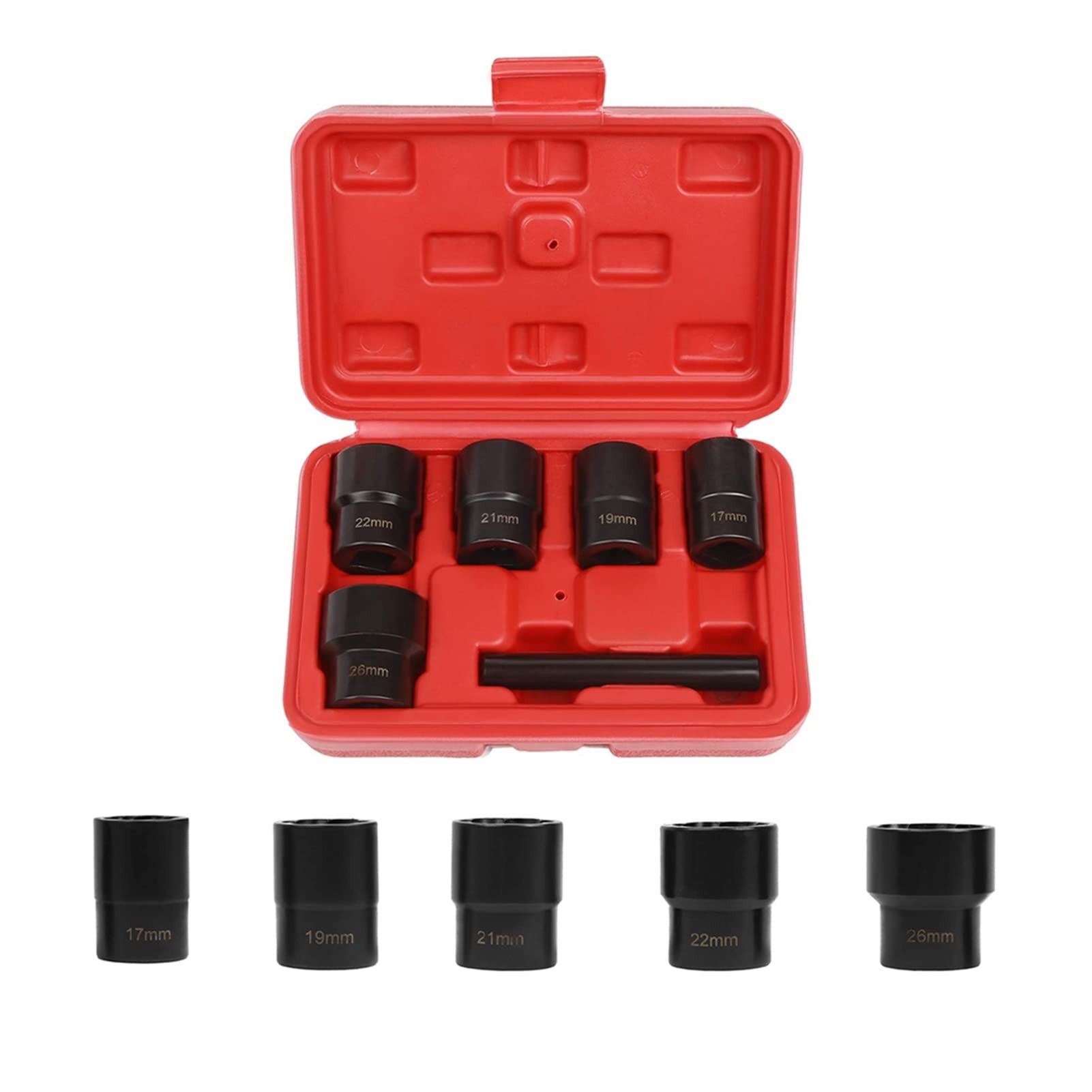 5/6PCS Twist Socket Set Extractor Kit - Impact Bolt Nut Removal Tool for Rusted Wheel Nuts | Professional Hand Tool Set with Storage Box | Ideal for Automotive Repair & DIY Projects (5PCS)