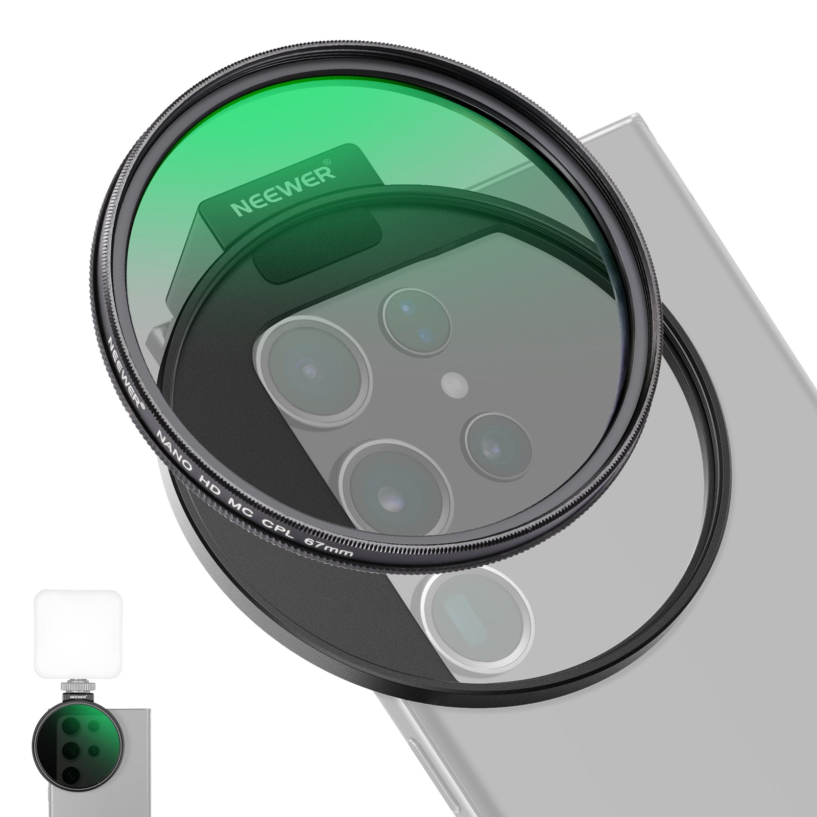 NEEWER FL 41 67mm CPL Filter for Smartphone Camera Lens - Compatible with Samsung Galaxy S24 - Reduce Glare & Enhance Colors for Landscape & Portrait Photography