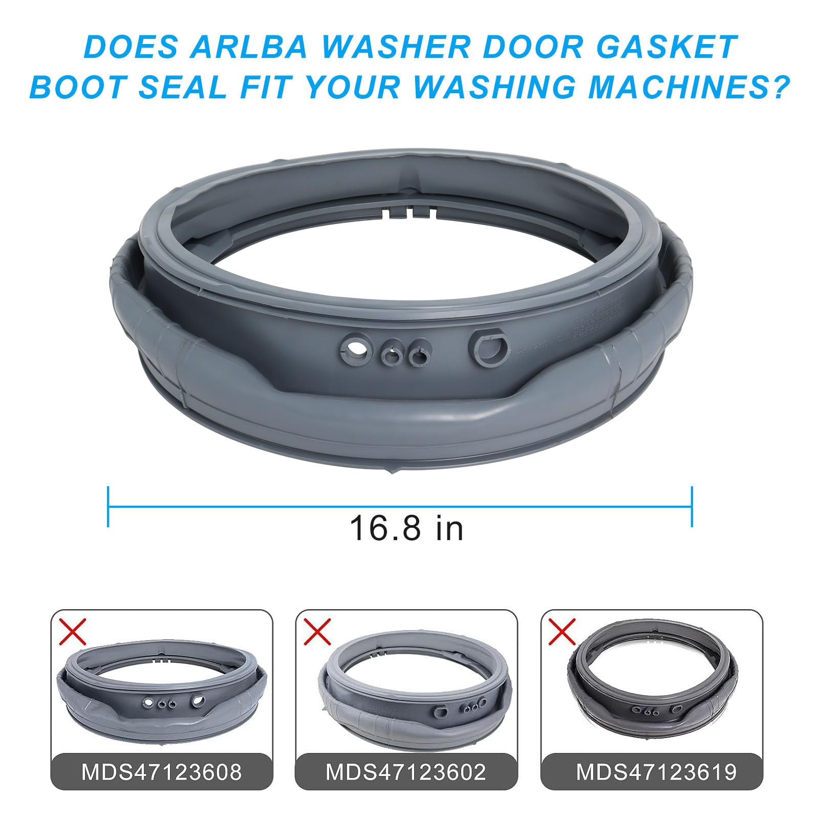 LG Kenmore Washer Door Boot Seal Gasket Replacement - Compatible with WM3470HVA, WM3570HVA, WM3570HWA, WM3770HWA, WM3470HWA, WM3575CW, MDS47123605 - Durable Rubber Seal for Washing Machine Door - Perfect for Leak Prevention and Quiet Operation