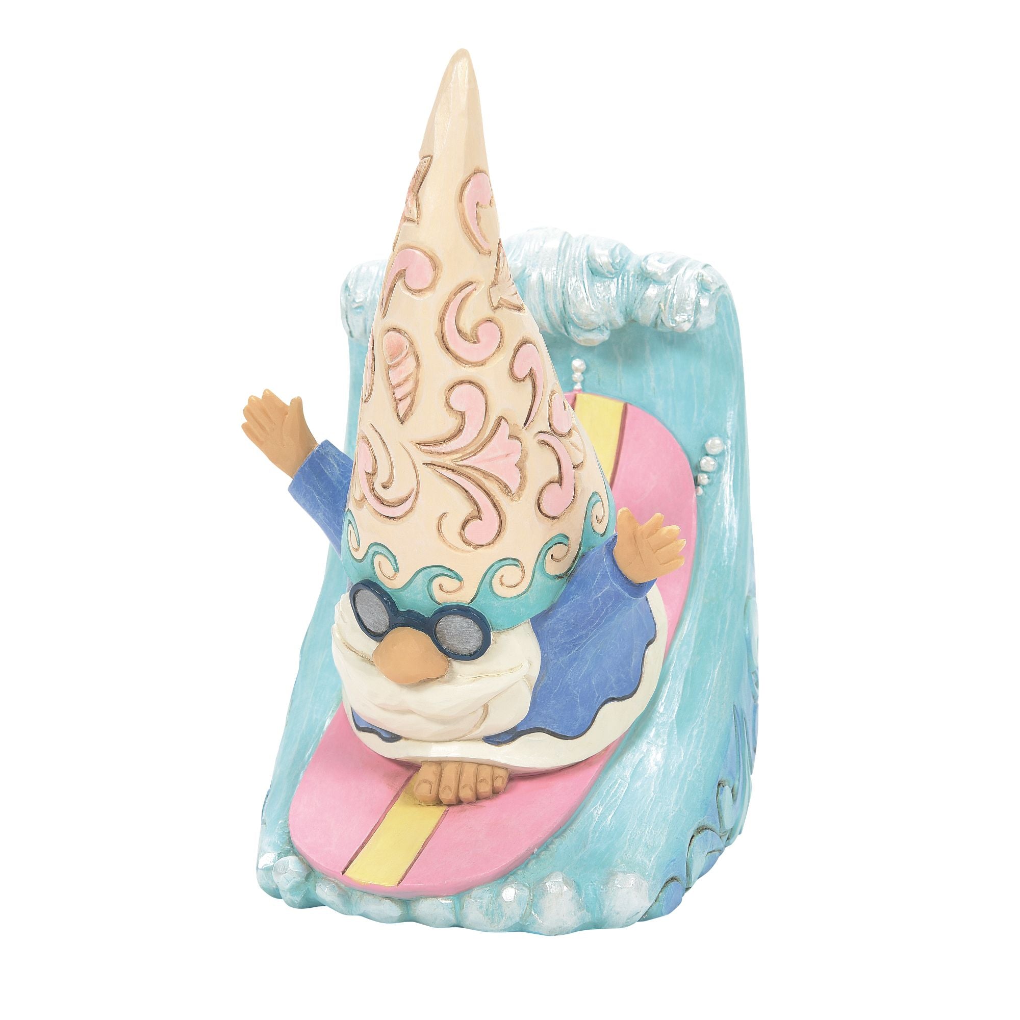 Coastal Gnome Surfing Figurine - Beach Decor, Garden Ornament & Unique Gift for Surf Lovers - Perfect for Home, Office or Outdoor Decor
