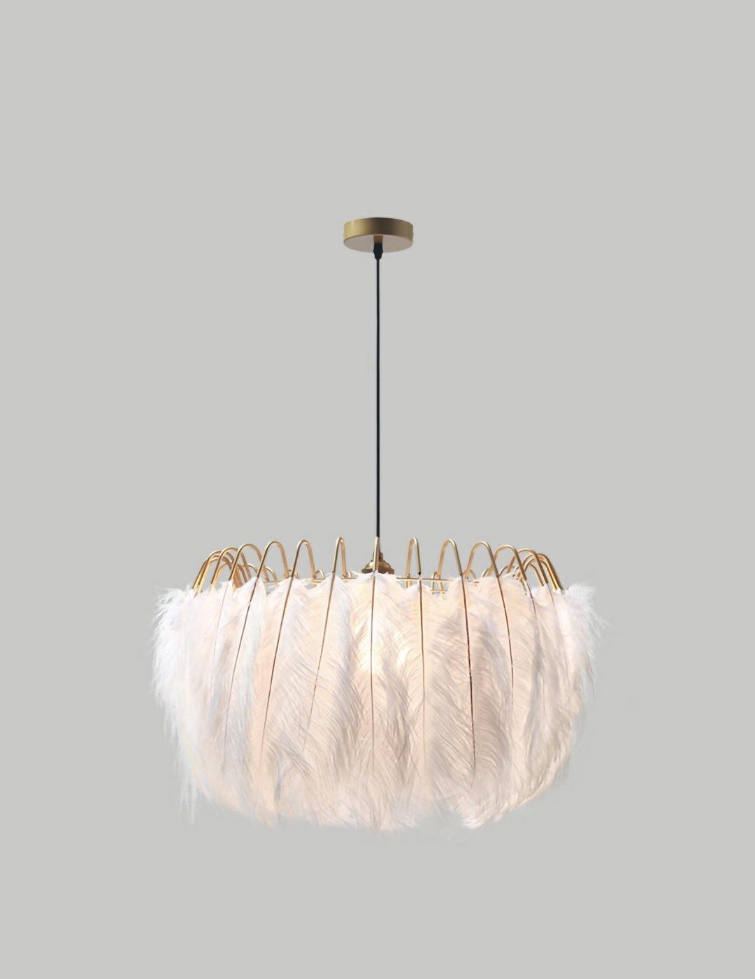 Feather Pendant Lamp - Handmade Bohemian Style Ceiling Light Fixture for Living Room, Bedroom, Dining Room & Kitchen Decor