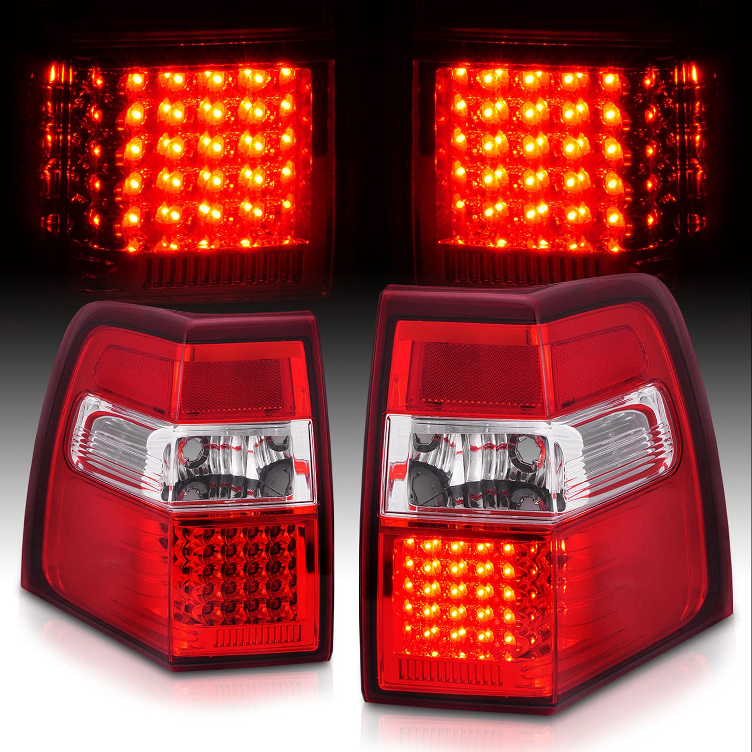 2007-2017 Ford Expedition LED Brake Tail Lights - Clear Red Replacement Bulbs for Passenger & Driver Side | Enhanced Night Visibility & Safety