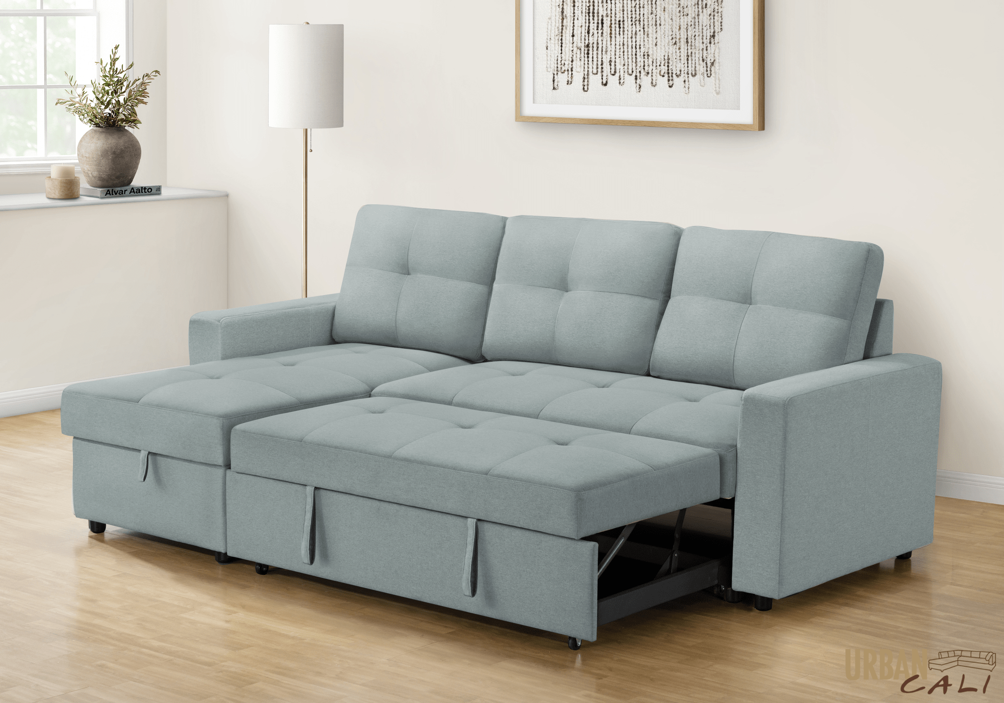 Venice Sleeper Sectional Sofa Bed with Reversible Storage Chaise - 5 Color Options | Convertible Couch for Small Spaces, Guest Room & Apartment Living