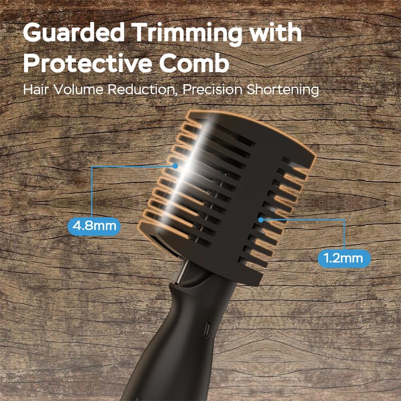 Upgraded Battery-Powered Eyebrow & Facial Hair Trimmer for Men - Precision Detailer with Rinseable Blade & Comb - Compact Painless Shaver for Travel, Grooming & Daily Use