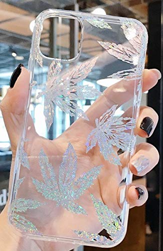 Bling Glitter iPhone 12 Pro Max Case 6.7 Inch | Sparkling Clear TPU Protective Cover with Hemp Design | Shiny Silver Transparent Soft Case for iPhone 12 Pro Max (6.7