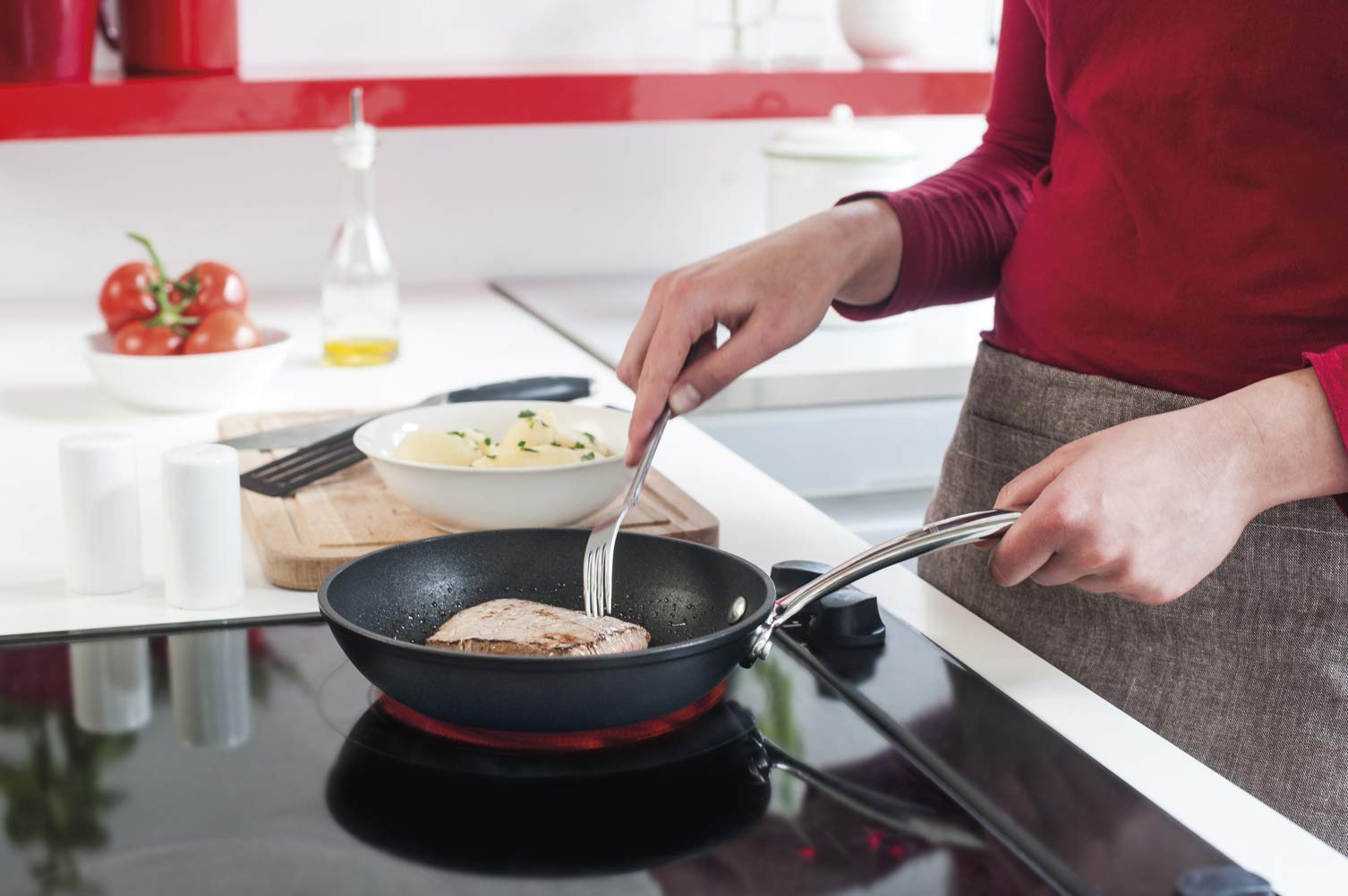 Non-Stick Frying Pan Set - 6-Piece Titan Cookware (20cm, Black) for Home Kitchen Cooking, Sautéing & Frying | Durable & Easy Clean