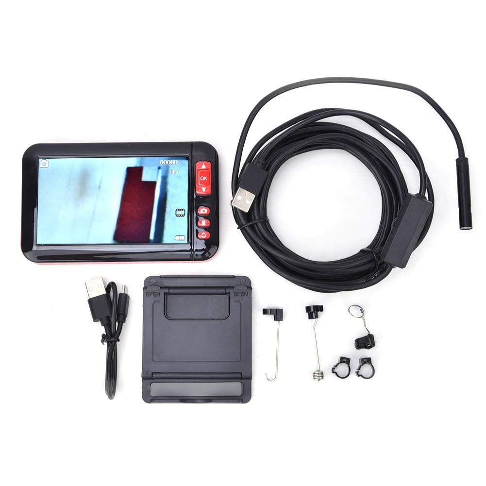 HD 1080P Waterproof Endoscope Camera with 5M Hardwire & Digital Screen - Industrial Borescope for Pipe Inspection, HVAC Maintenance & Automotive Repair