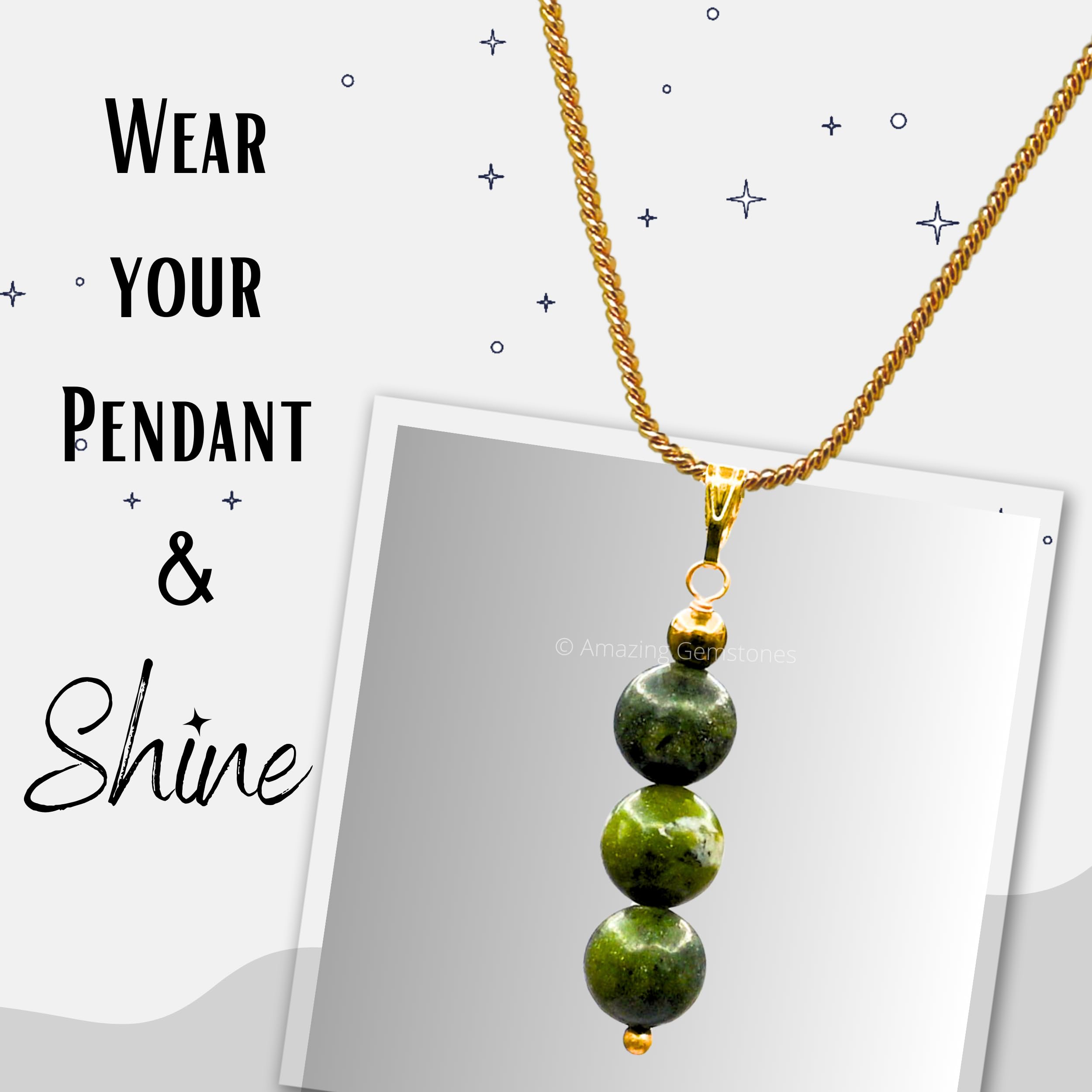 Healing Green Jade Necklace for Women - Handmade Crystal Beaded Pendant Jewelry - Elegant Birthday Gift for Her - Perfect for Meditation, Yoga & Spiritual Healing