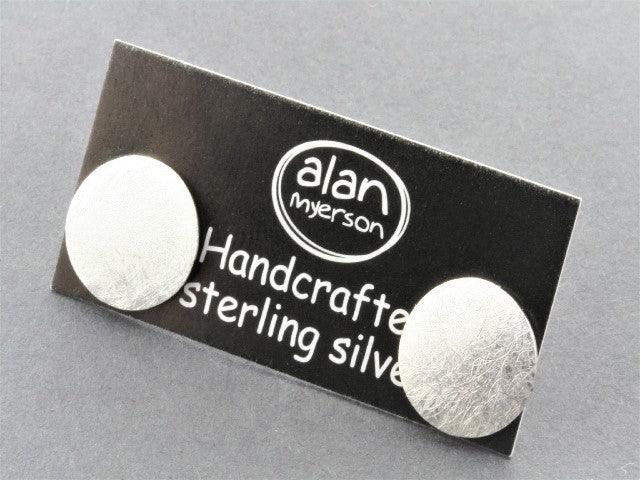 Convex Scratched Stud Earrings - Sterling Silver Disc Earrings for Women, Perfect for Casual & Party Wear
