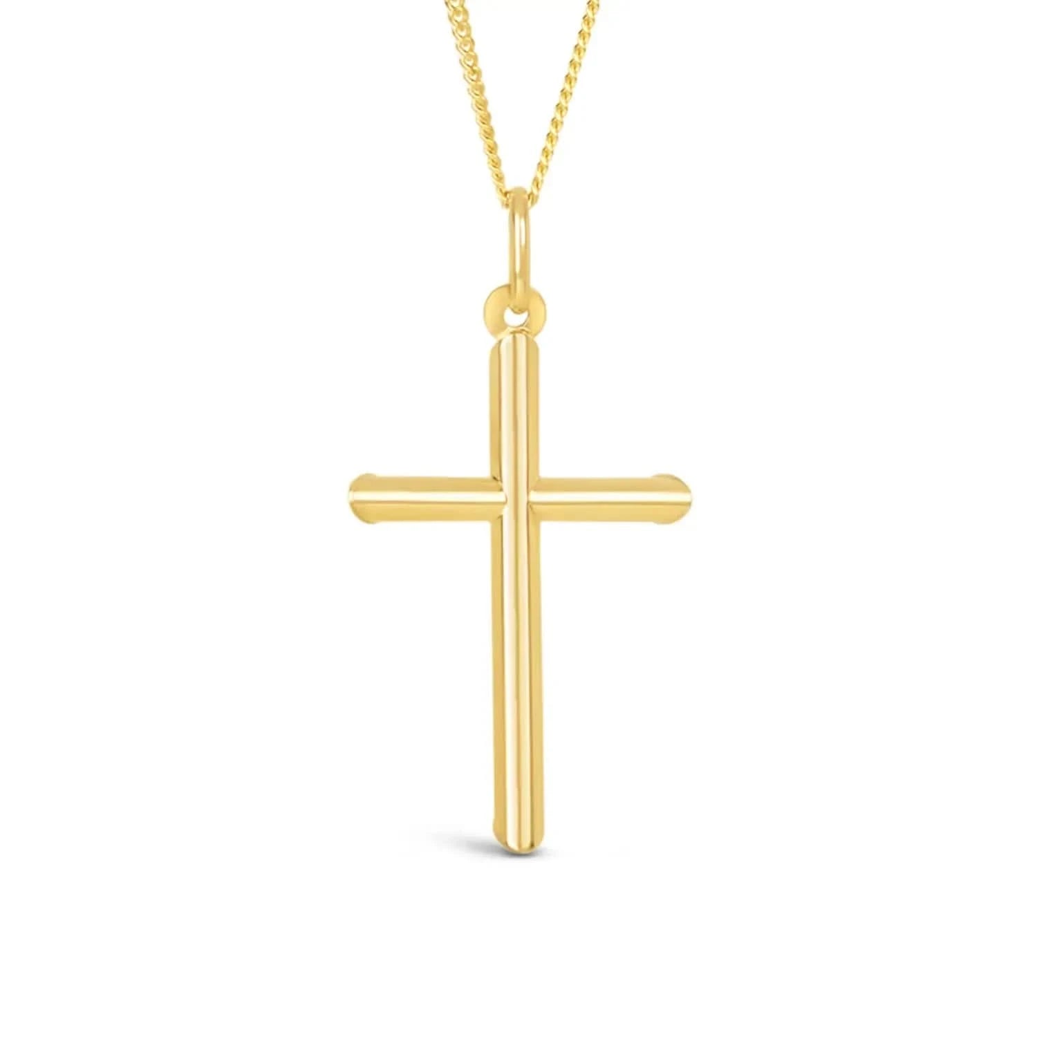 Solid Gold Cross Necklace for Men - Religious Jewelry Gift for Baptism, Wedding & Everyday Wear