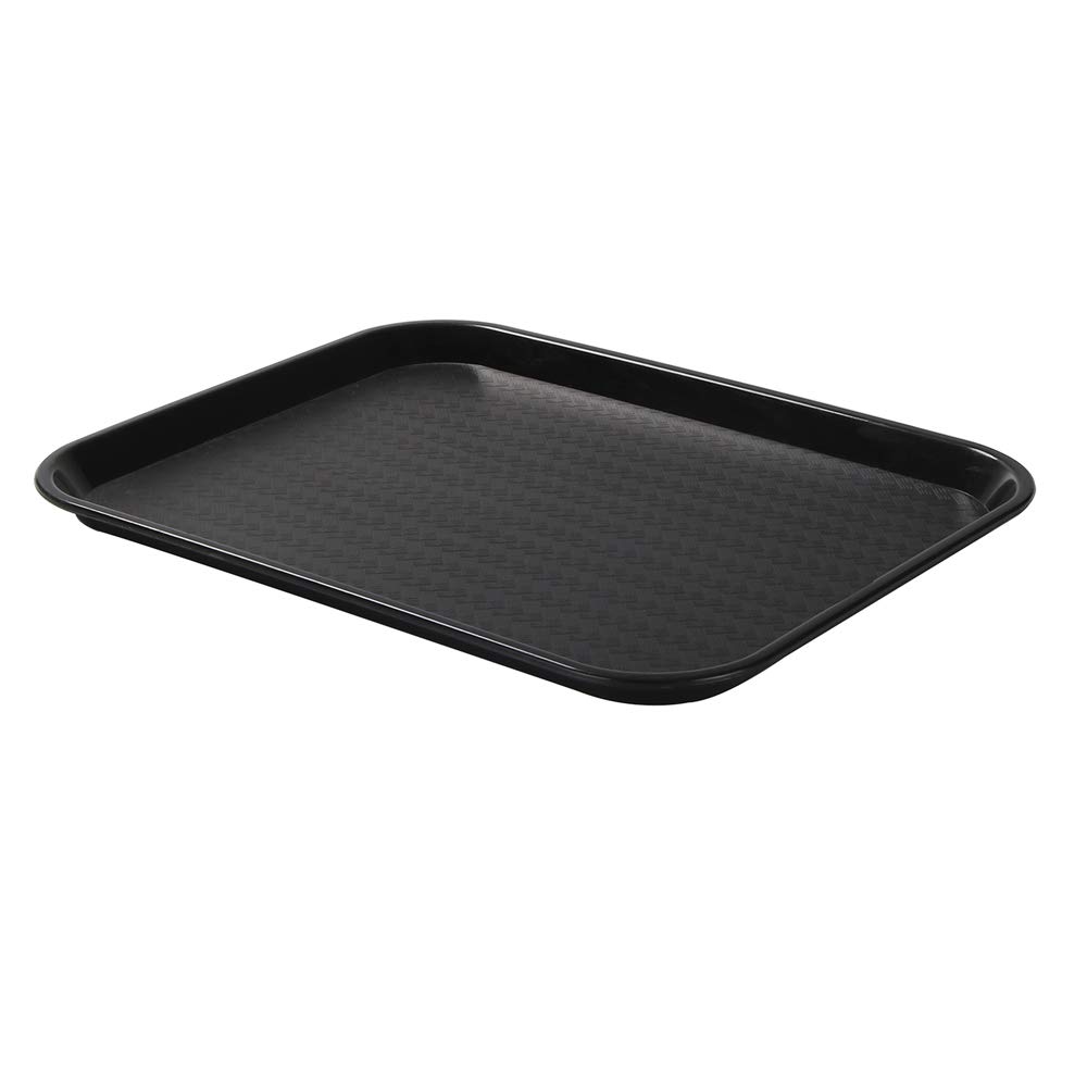 Restaurantware 14 x 18 Inch Fast Food Trays - Set of 50 Durable Rectangle Plastic Serving Trays | Dishwasher Safe, Textured Black Cafeteria Trays for Meals, Glassware & Buffet Service | Perfect for Restaurants, Schools, and Catering Events