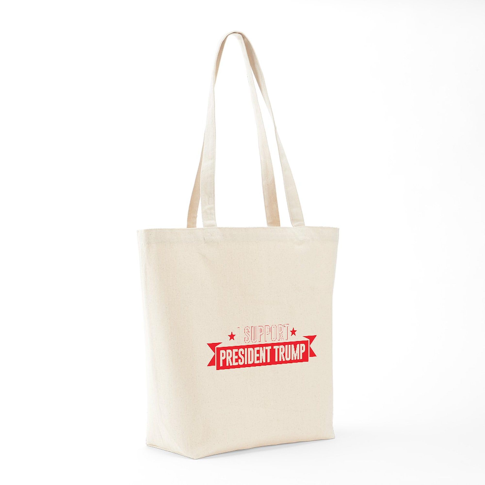 Trump 2024 Tote Bag - Natural Canvas Reusable Shopping Bag with 'I Support President Trump' Print - Eco-Friendly Grocery Bag for Political Rallies, Beach Trips & Daily Use