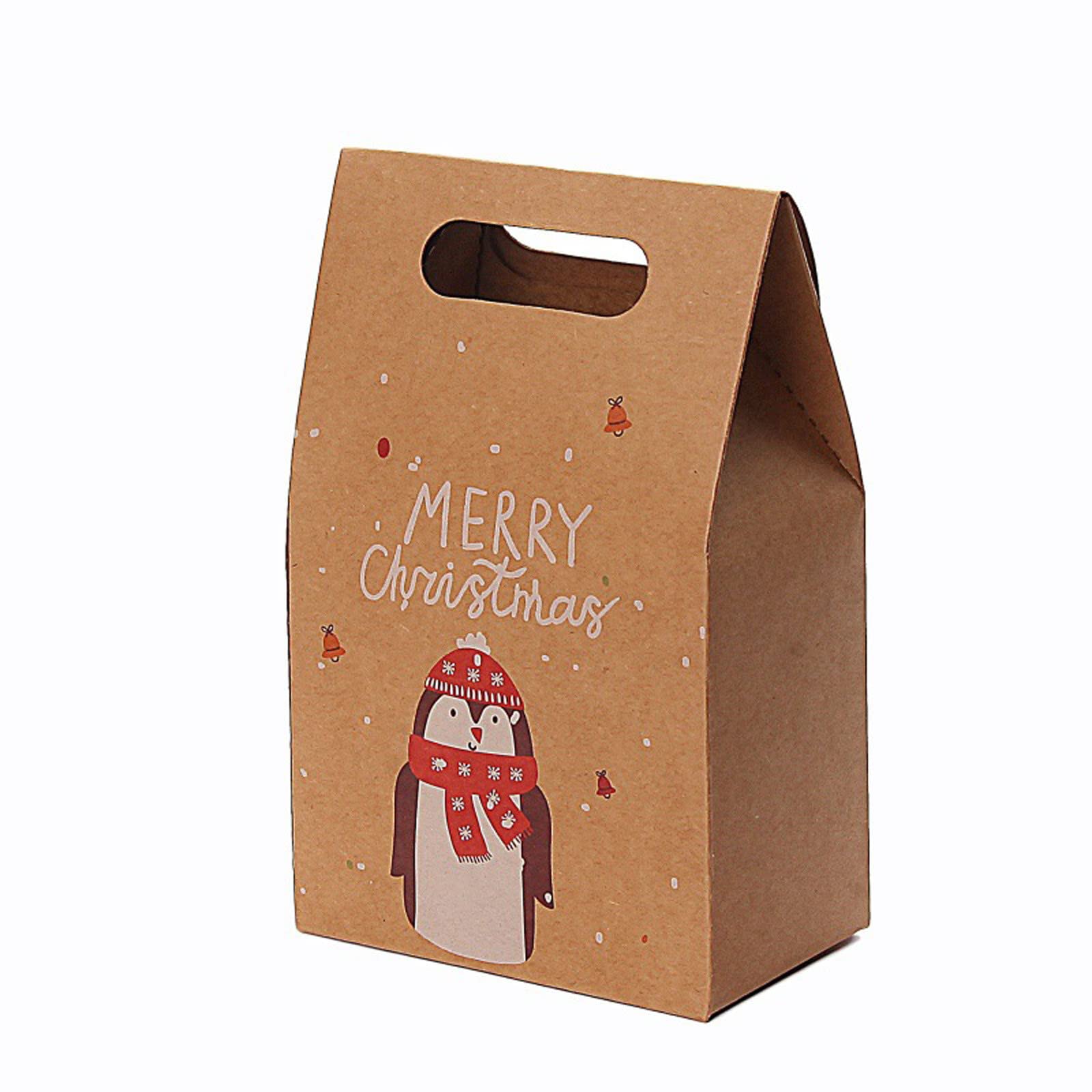 Vintage Kraft Gift Wrapped Box - Christmas Party Candy Bags & Plastic Storage Tubs for Holiday Gifts, Treats & Home Organization (Size C, One Size) - Perfect for Christmas Parties, Birthday Gifts & Home Storage Solutions