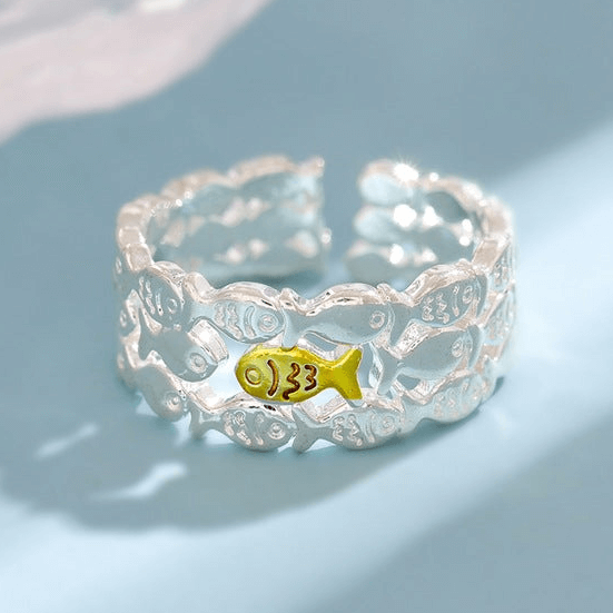 Stylish Silver Fish Layered Stacking Rings Set | Trendy Adjustable Stackable Rings for Women | Perfect for Everyday Wear, Gift Giving & Boho Fashion