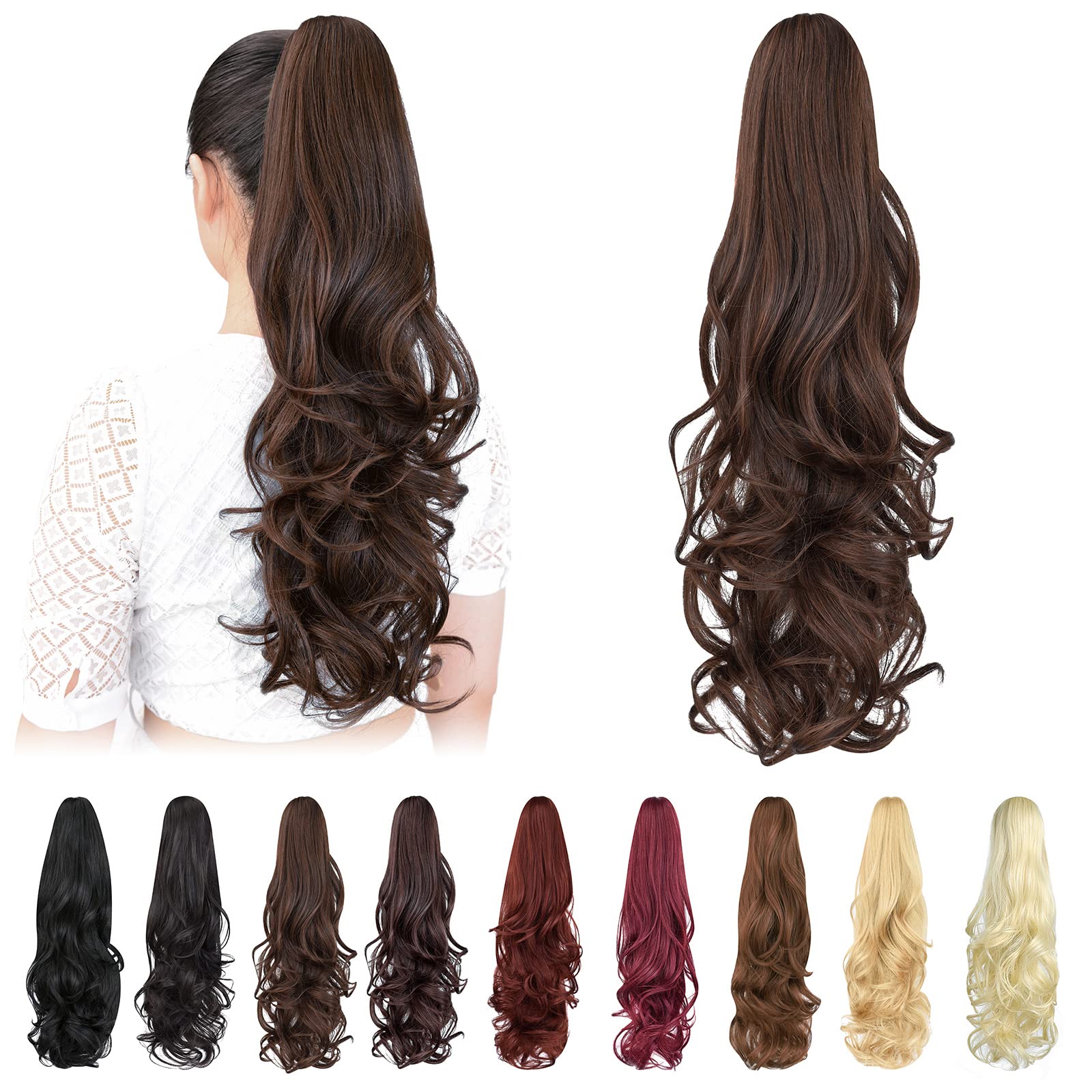 Natural Straight Ponytail Hair Extension with Claw Clip - Seamless Blonde Brown Black Hairpiece for Women - Perfect for Parties, Weddings & Everyday Styling