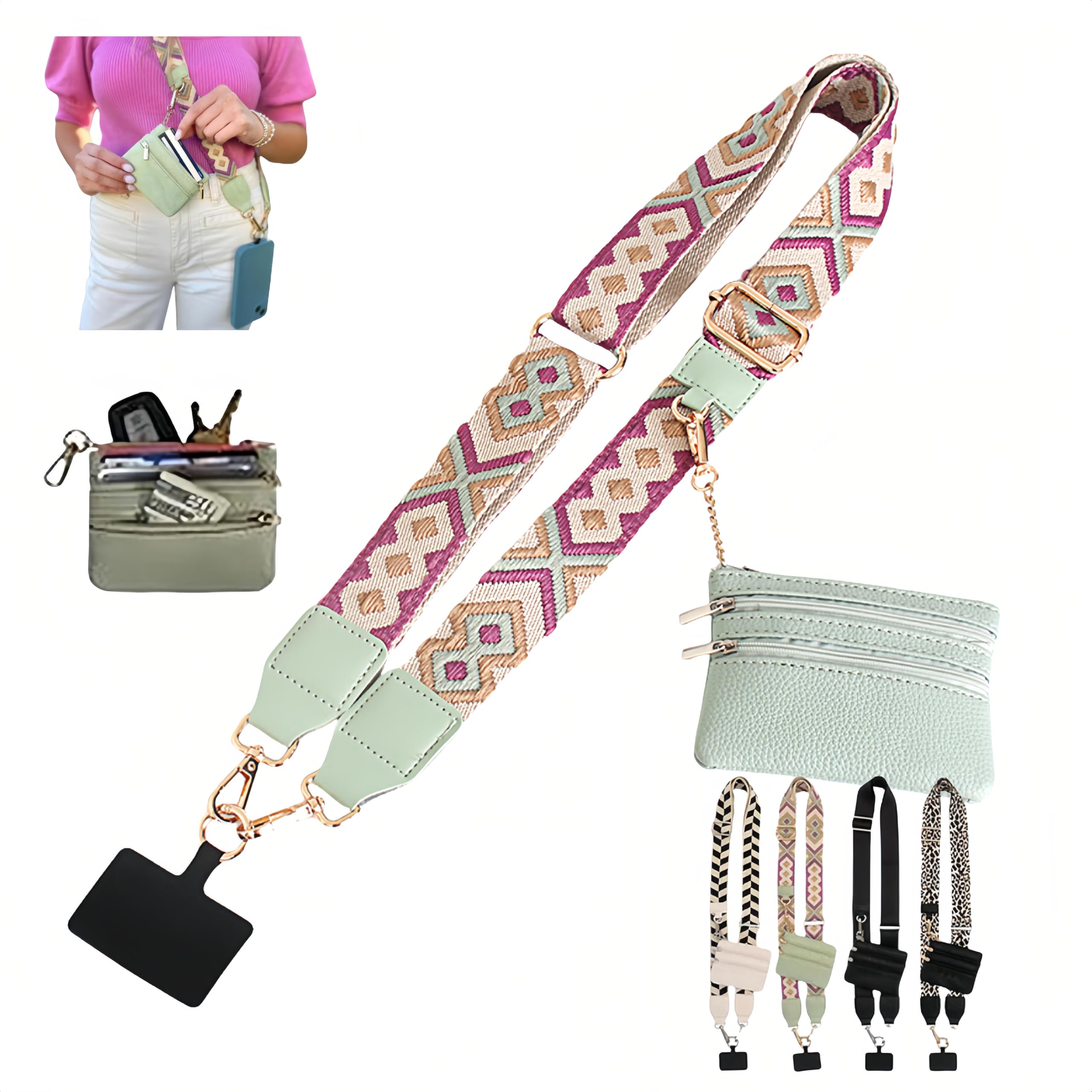 Stylish Crossbody Phone Strap with Zippered Wallet Pouch - Secure Phone Lanyard for Hands-Free Convenience | Perfect for Travel, Shopping & Outdoor Activities