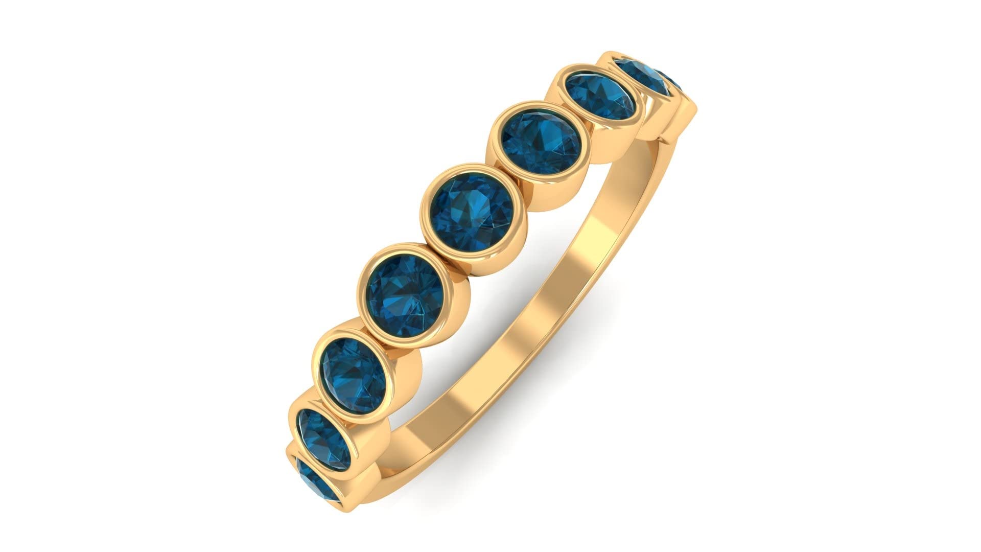 0.75 CT London Blue Topaz Half Eternity Ring in 14K Solid Gold - Elegant Women's Semi Eternity Band with London Blue Topaz Gemstones - Perfect for Anniversaries, Engagements & Special Occasions
