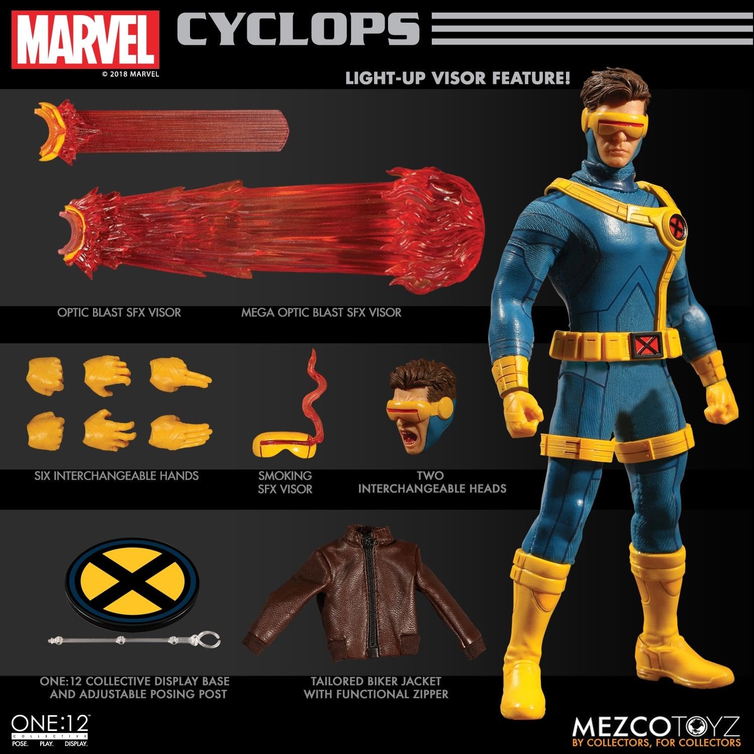 Mezco Toyz One:12 Collective Marvel Comics X-Men Cyclops 1/12 Scale Action Figure - Premium Collectible for Display & Marvel Fans