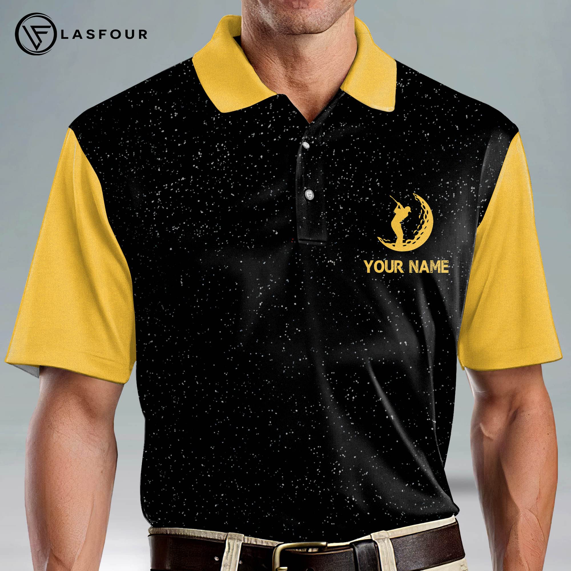 LASFOUR Custom Funny Golf Shirts for Men - Moisture Wicking Dry Fit Short Sleeve Polo Shirts - Patriotic & Novelty Golf Apparel - Perfect for Golf Tournaments, Casual Wear & Father's Day Gifts