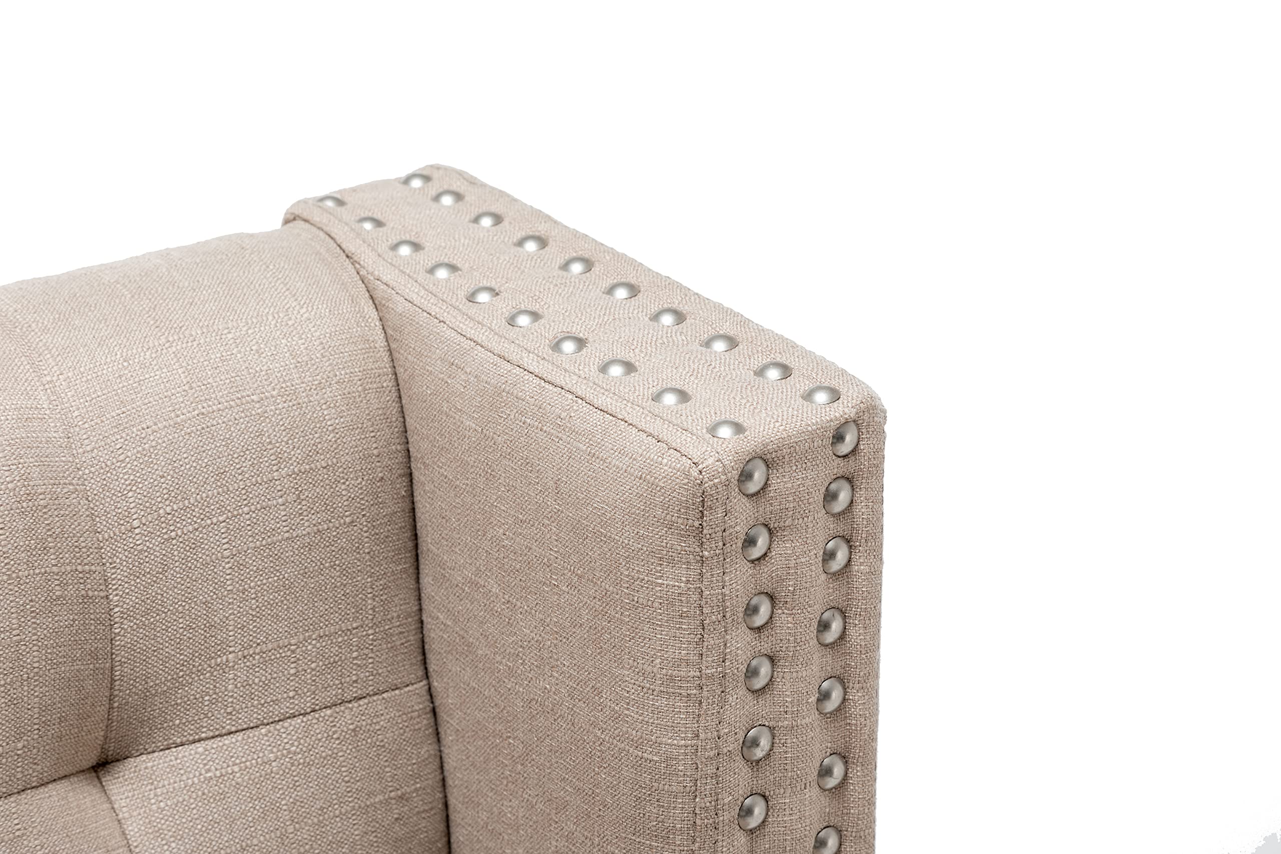 Modern Upholstered Bench with Tufted Back - Wooden Leg Loveseat Settee for Dining Room, Living Room & Entryway - Perfect for Small Spaces, Hallway Seating & Bedroom Decor (Khaki)