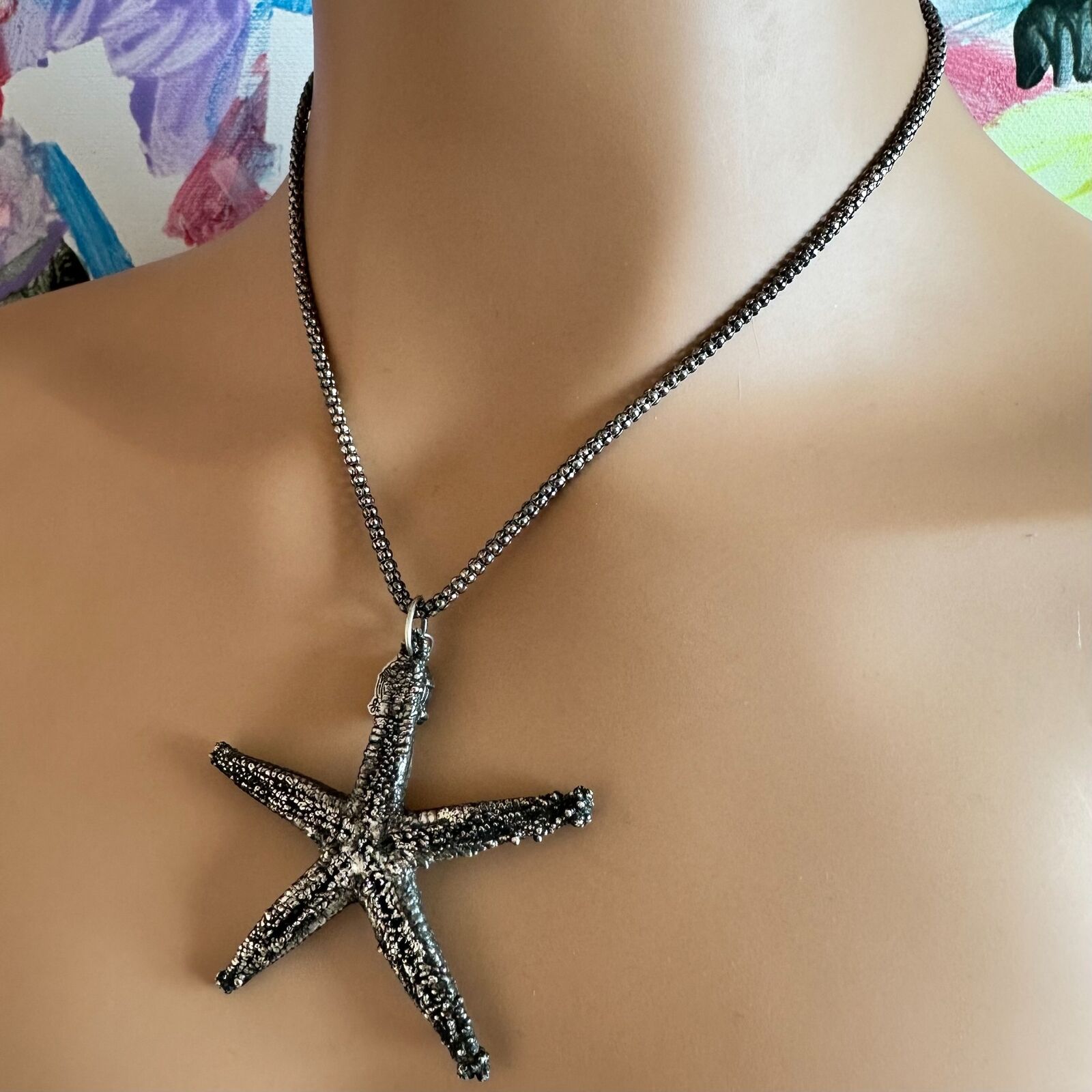Vintage Mario Buccellati Sterling Silver Large Starfish Statement Necklace - Rare Collectible Jewelry for Women, Perfect for Beach Weddings & Summer Fashion