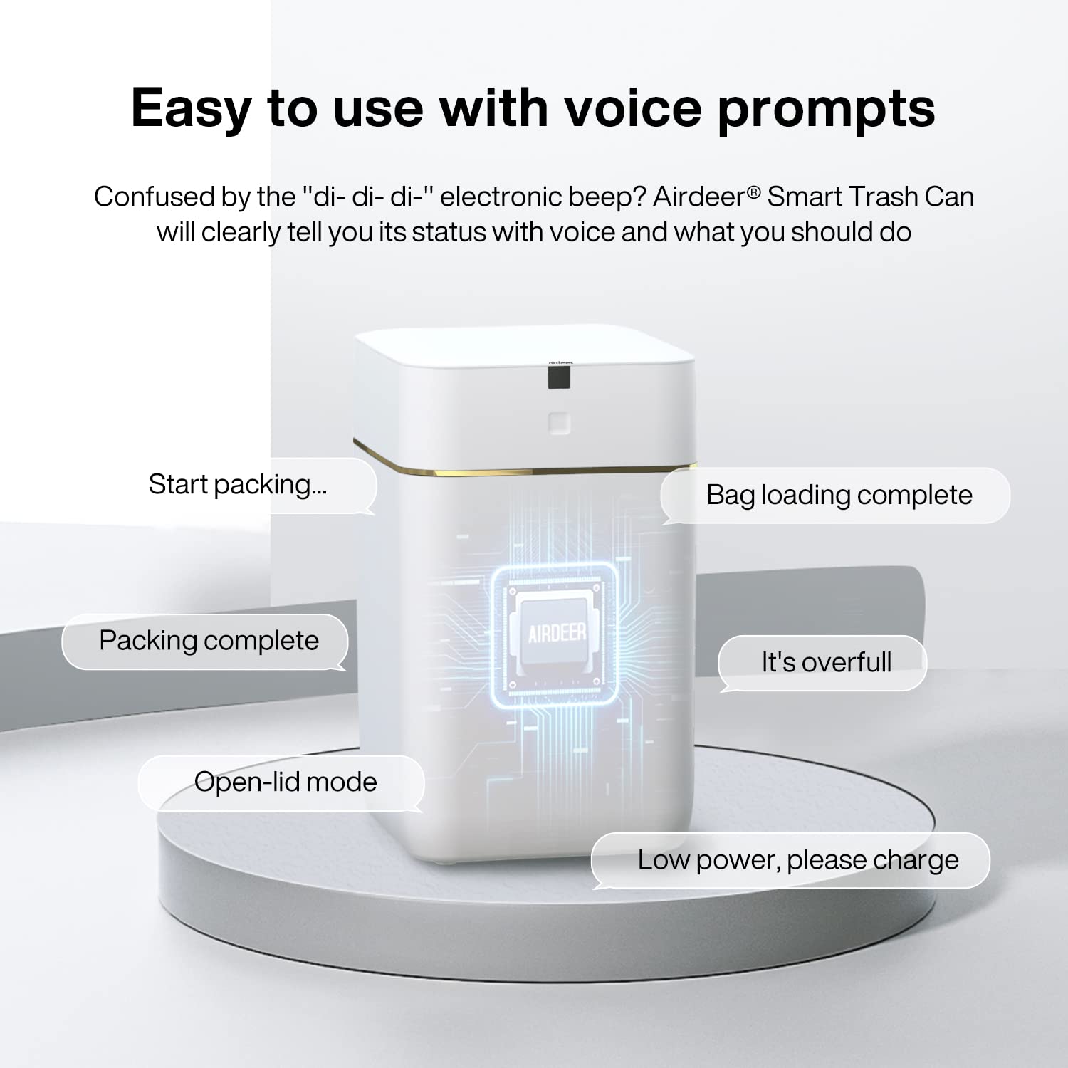 Automatic Trash Can 4 Gallon - Self Sealing Self-Changing Smart Garbage Bin with Motion Sensor, Touchless Lid for Kitchen Bathroom Office - Includes 6 Refill Rings (A1, Golden Line) - Perfect for Hygienic Waste Disposal in Home & Commercial Spaces